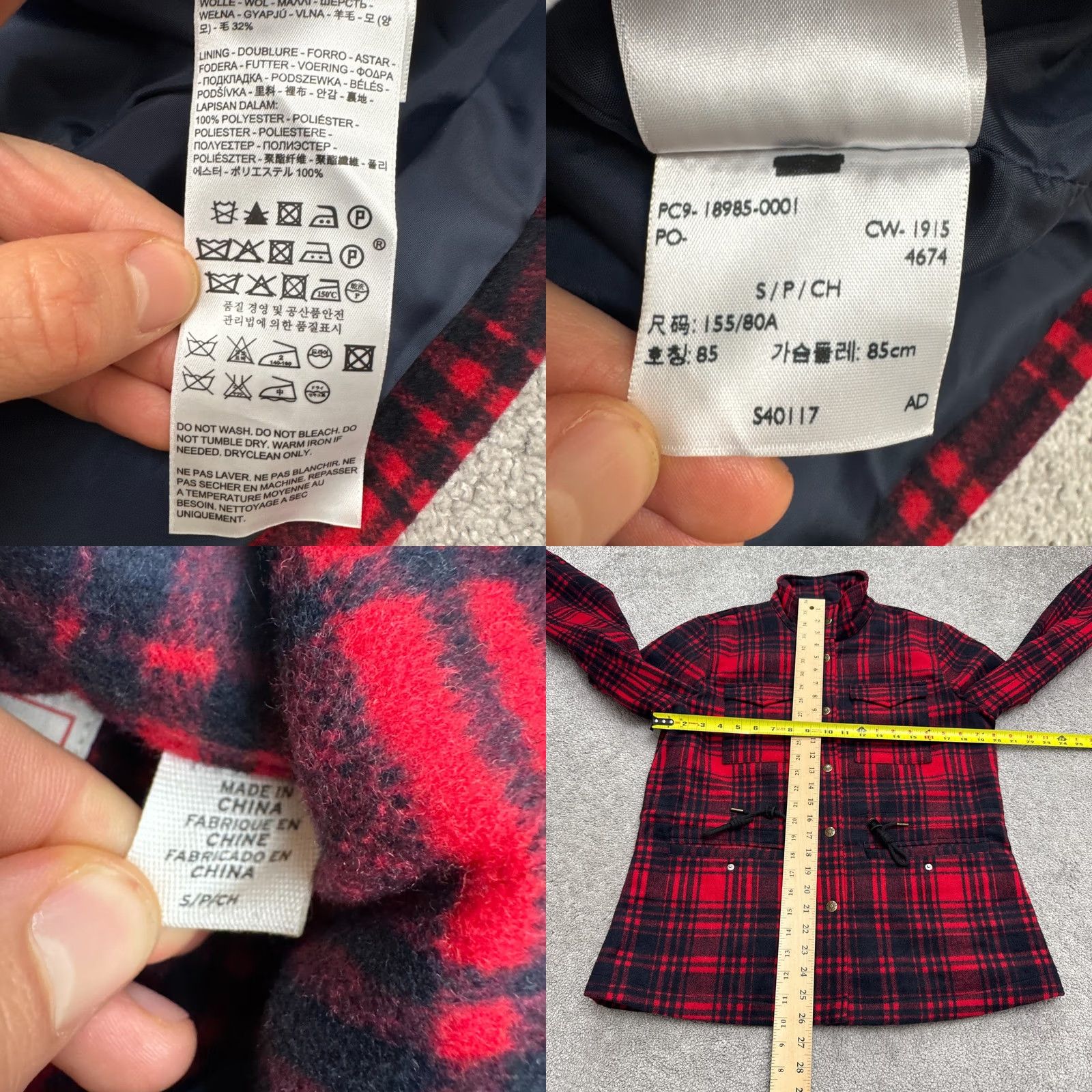 Levi's Levi's Field Jacket Womens Small Black Red Buffalo Plaid Cinch Waist Wool Blend Size S / US 4 / IT 40 - 8 Thumbnail