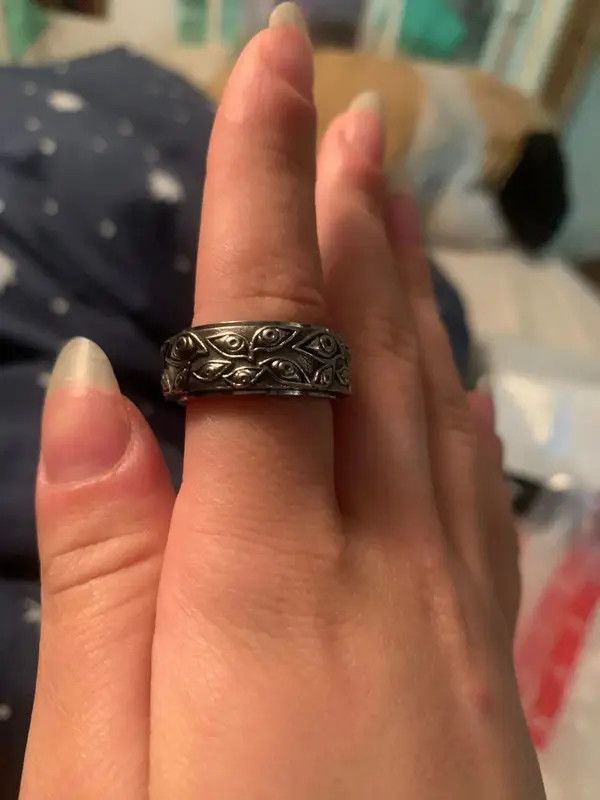 Jewelry Silver Color The Eyes Engraved Ring (Size 7-13) Size ONE SIZE - 4 Thumbnail