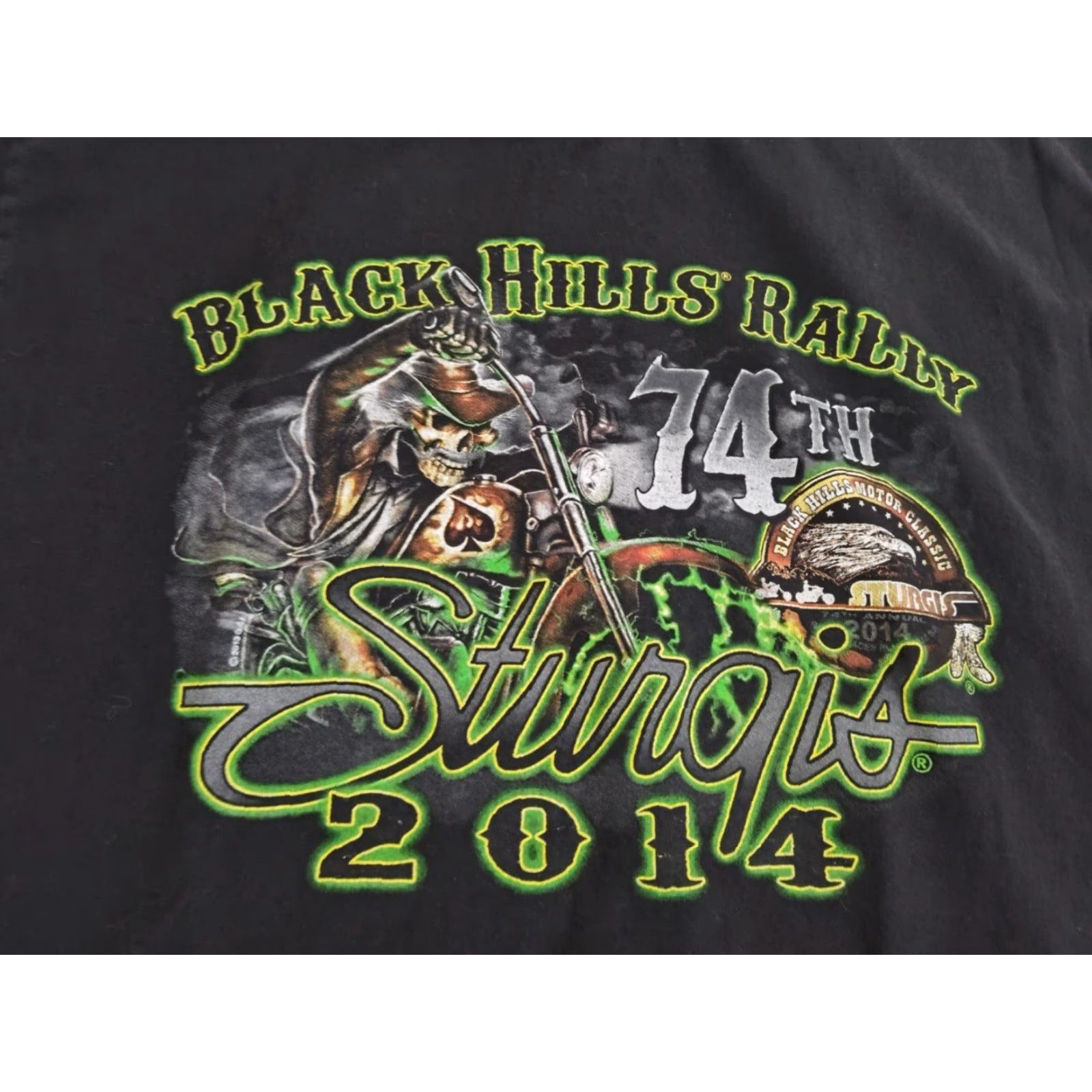 Vintage VINTAGE Sturgis Black Hills Rally 2014 T-Shirt Crew Neck 100% Cotton Mens Medium Black 74th Rally Motorcycle Biker Graphic Tee Size US M / EU 48-50 / 2 - 2 Thumbnail