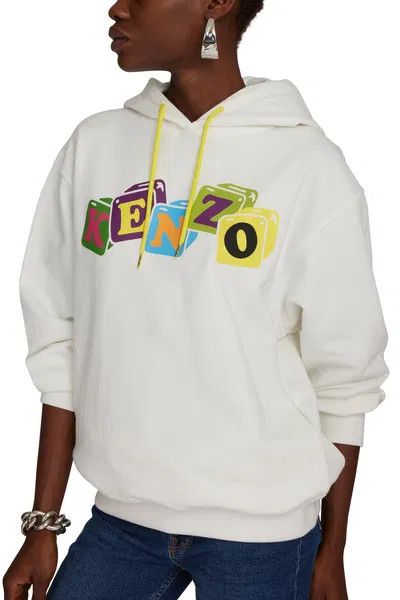 Kenzo o1y1025 Logo Hoodie in White Size L / US 10 / IT 46 - 3 Thumbnail