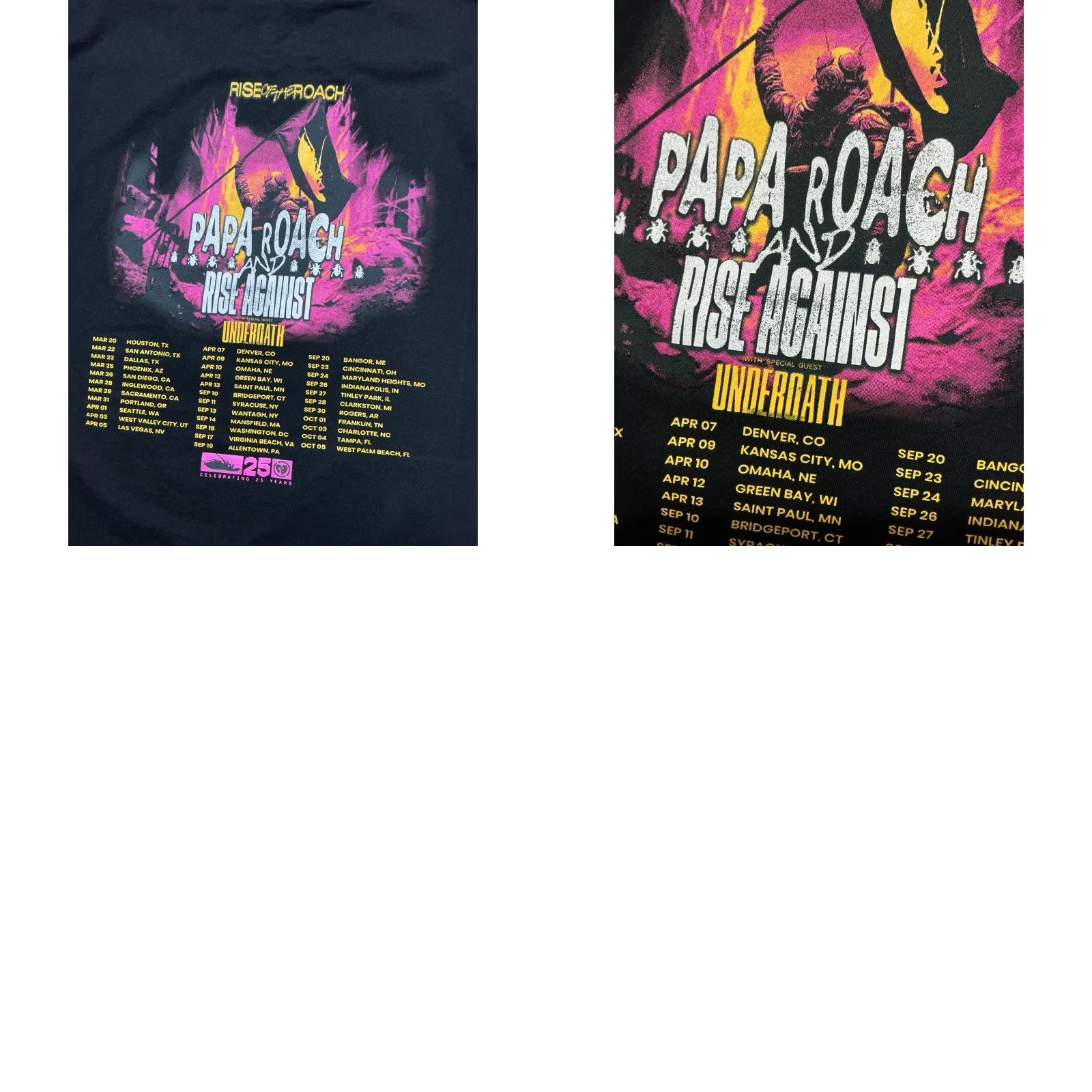 Vintage Papa Roach Rise Of The Roach Tour 25 Years Infest Rise Against Underoath T-Shirt Men Large Black Size US L / EU 52-54 / 3 - 8 Thumbnail