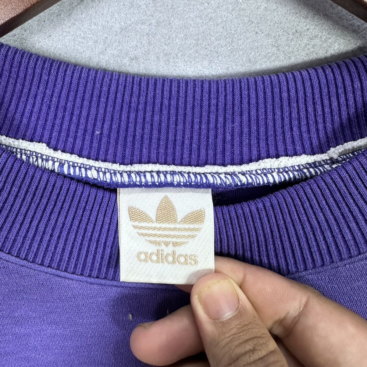 Adidas Vintage Adidas Trefoil Sweatshirt Purple White Size US M / EU 48-50 / 2 - 3 Thumbnail