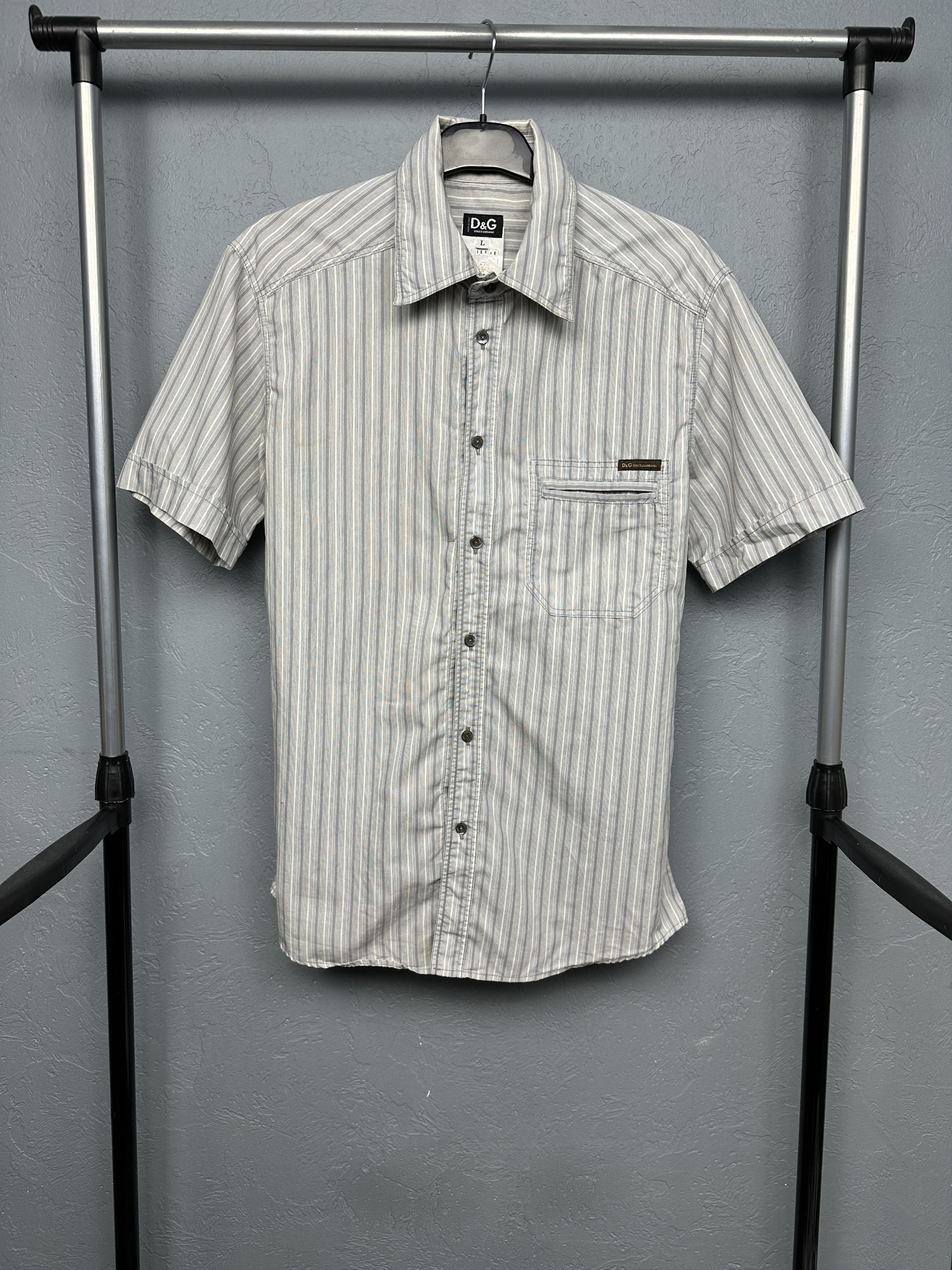Dolce & Gabbana Dolce & Gabbana Vintage Mens Short Sleeve Striped Shirt Size US L / EU 52-54 / 3 - 1 Thumbnail