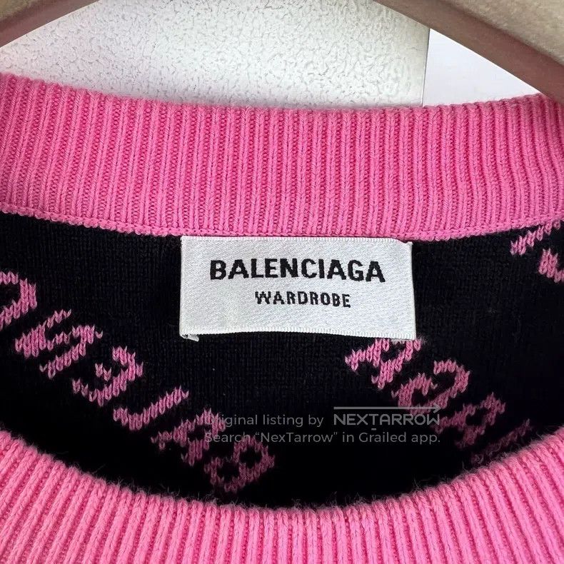Balenciaga Balenciaga Pink Bullet Printed Knit Sweater Size M / US 6-8 / IT 42-44 - 3 Thumbnail