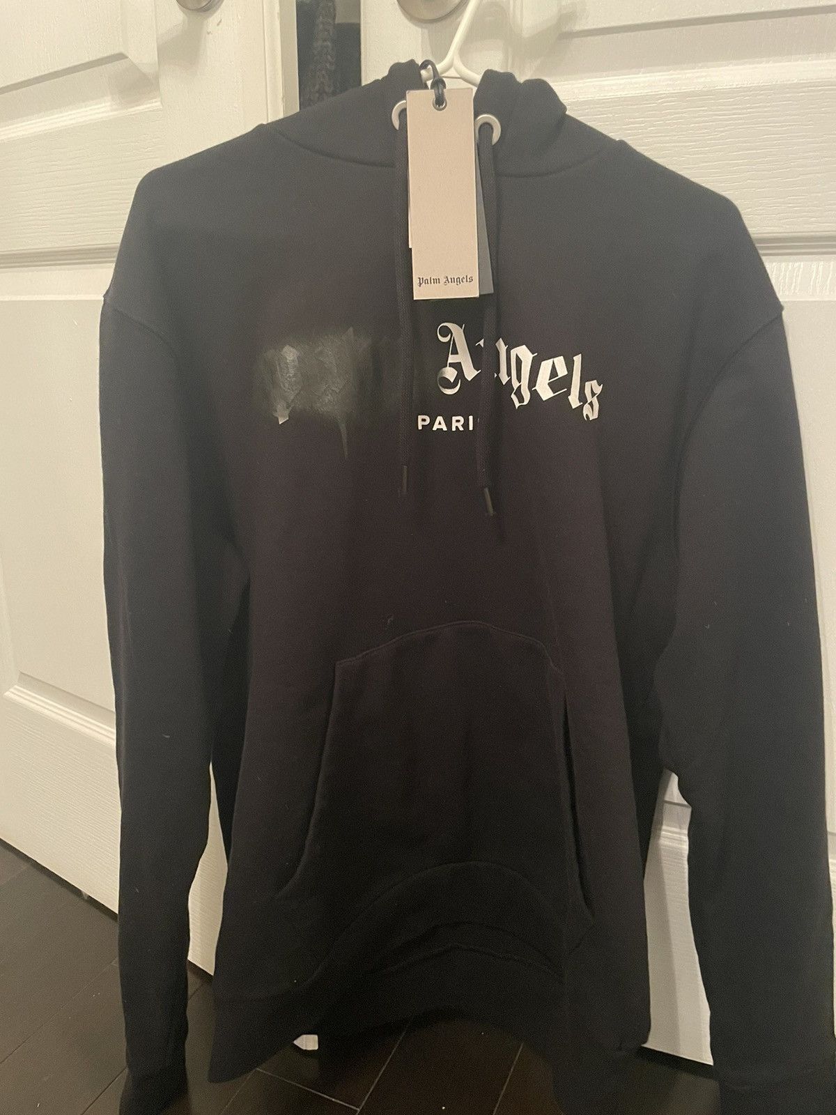 image of Palm Angels Paris Sprayed Hoodie in Black, Men's (Size Medium)