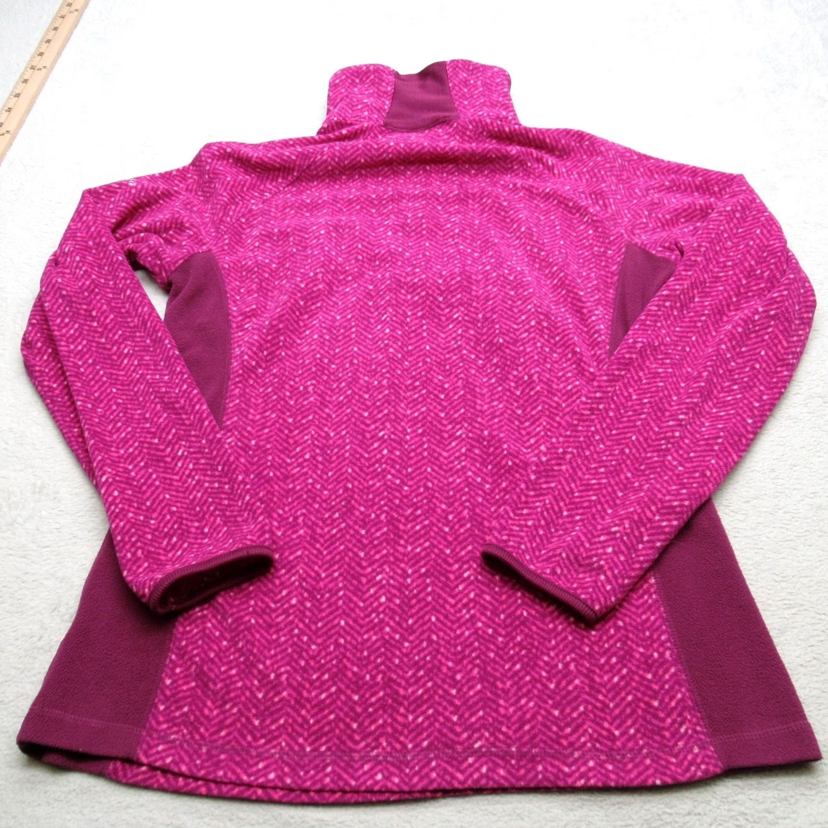 Vintage Columbia Sweatshirt Women Medium Purple Herringbone Chevron 1/4 Zip Fleece Light Size M / US 6-8 / IT 42-44 - 3 Thumbnail