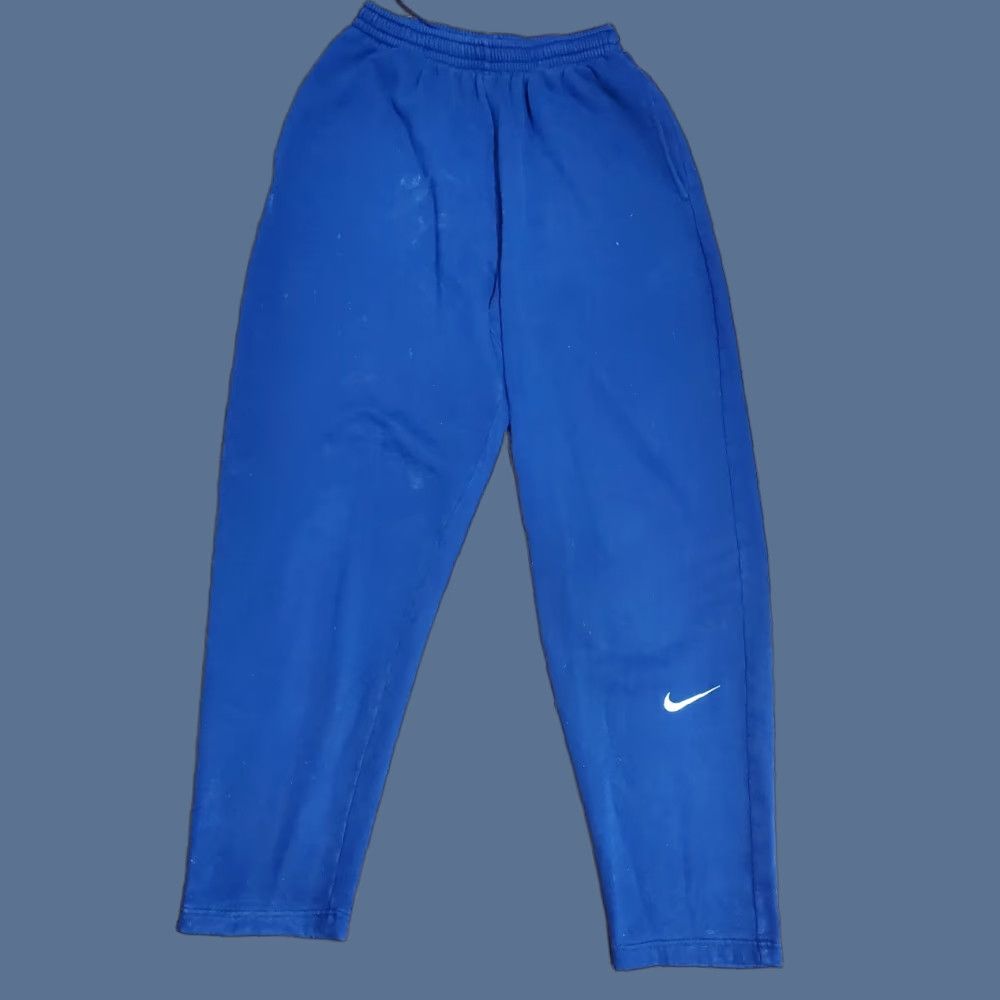 Nike VINTAGE Nike Sweatpants Mens M Navy Blue Embroidered Tapered Elastic Swoosh 90s Comfort Pockets Workout Pants Casual Size US 31 - 1 Thumbnail