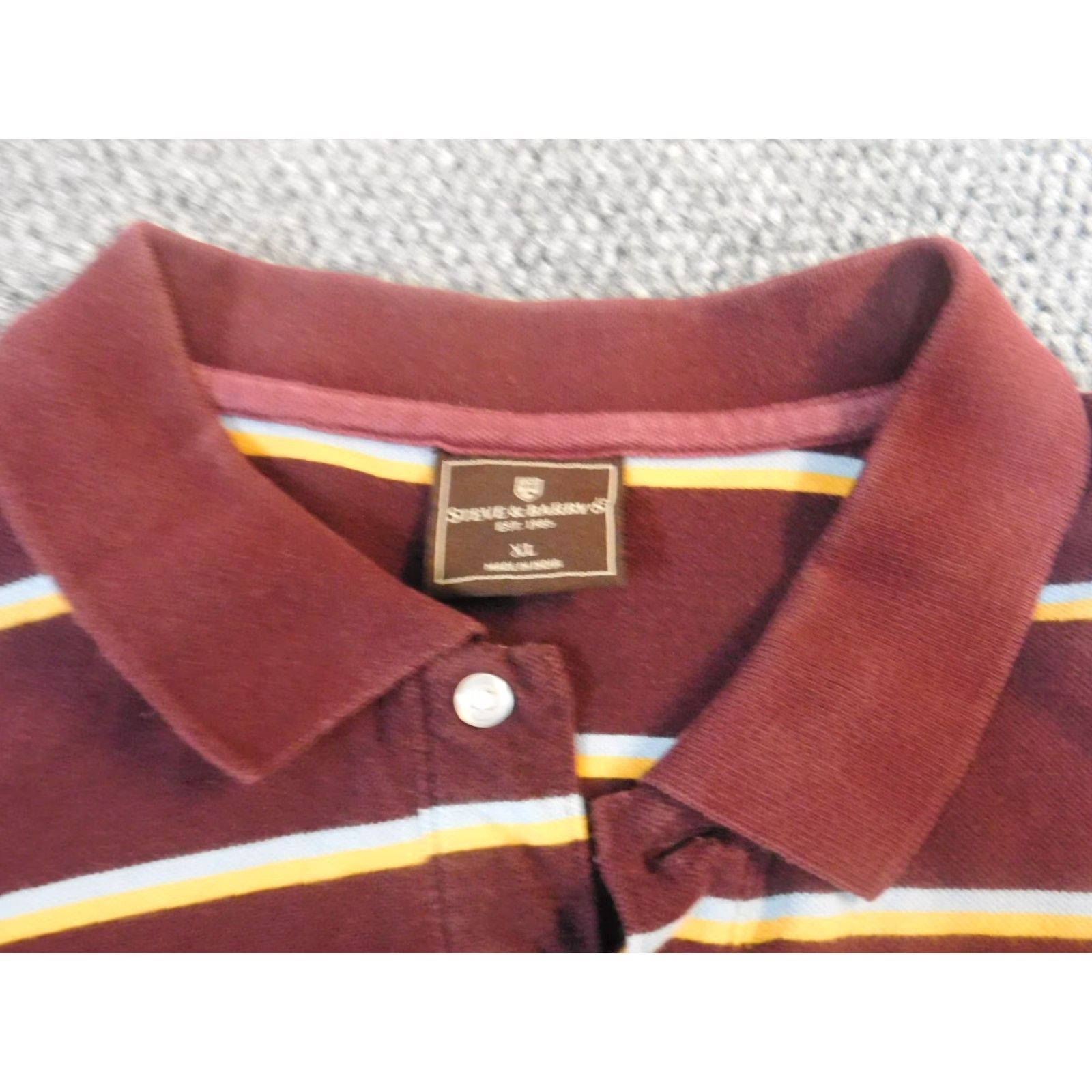 Vintage Steve & Barry's Mens Shirt Polo XL Red Striped Long Sleeve Classic Knit Blended Fabric Logo Button Closure Size US XL / EU 56 / 4 - 5 Thumbnail