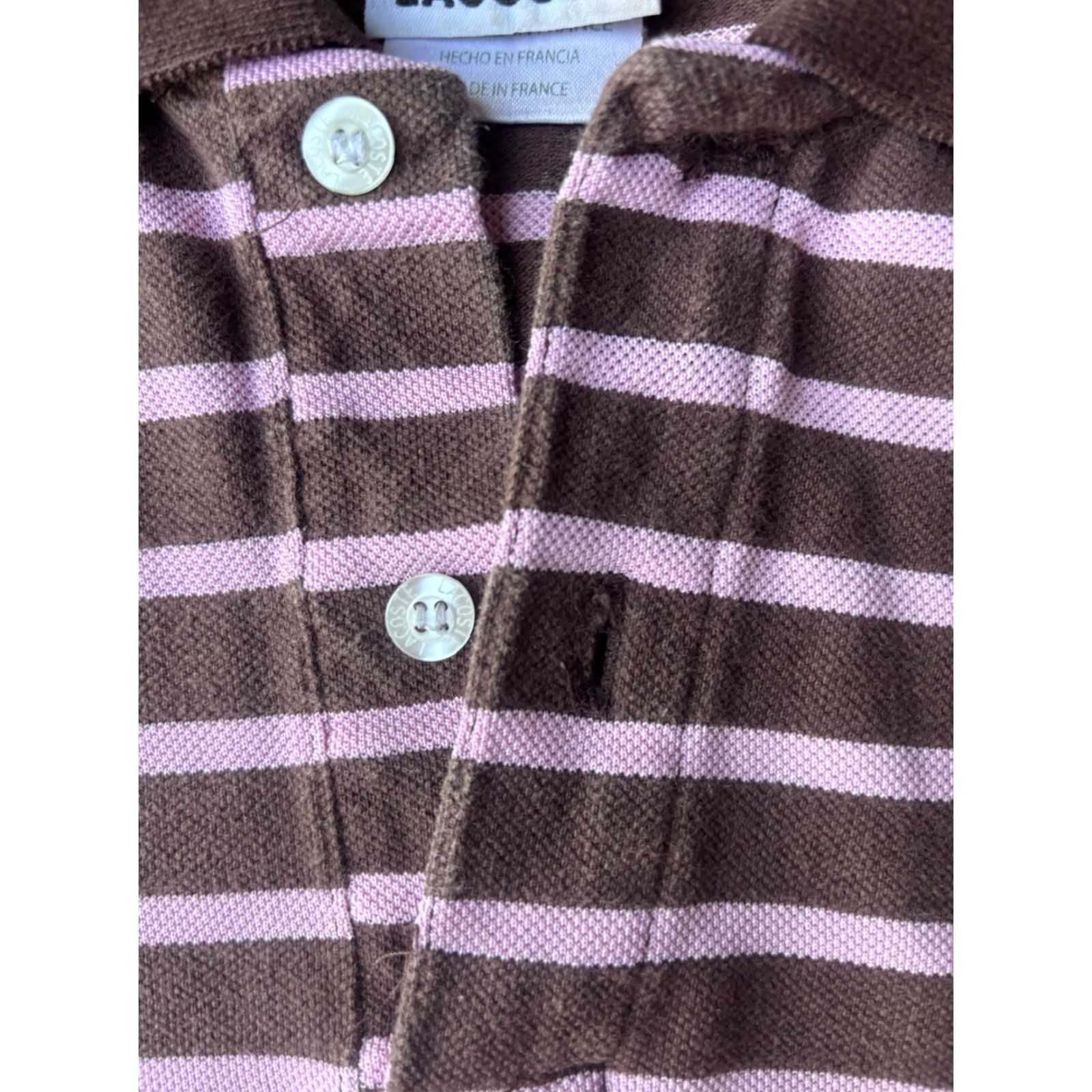 Lacoste VINTAGE Lacoste Striped Polo Shirt Mens 7 Brown Pink 90s Preppy Classic Golf Shirt Size US M / EU 48-50 / 2 - 4 Thumbnail