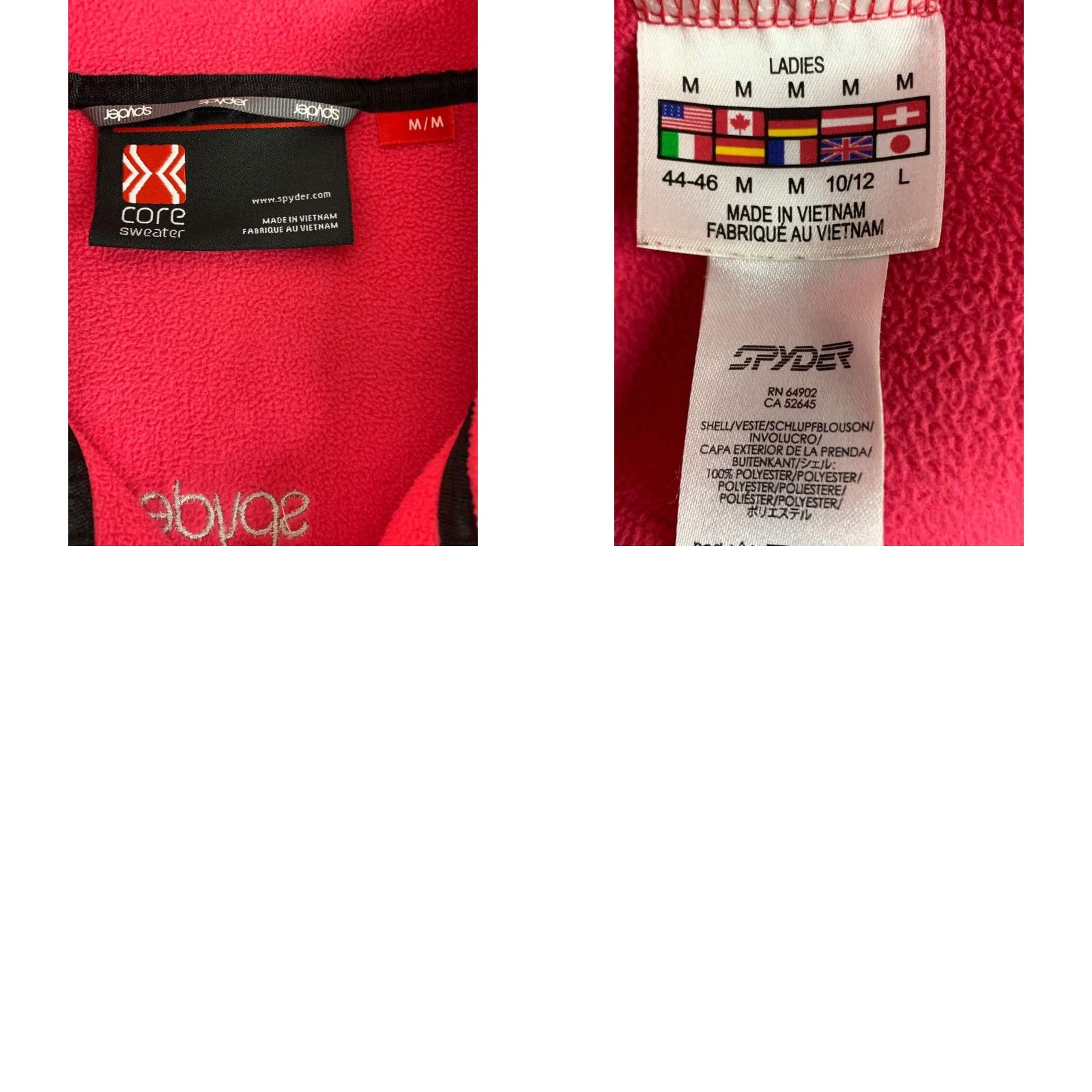 Spyder Spyder Jacket Womens Medium Hot Pink Full Zip Pockets Core Sweater Size M / US 6-8 / IT 42-44 - 8 Thumbnail