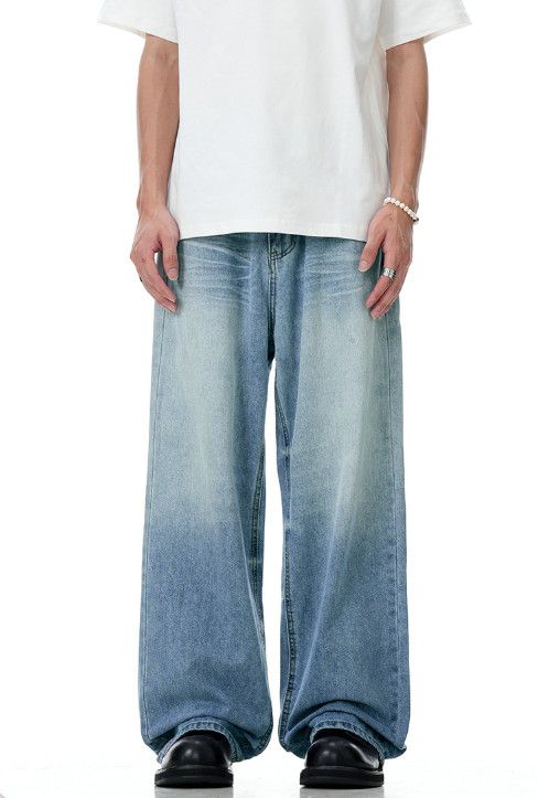 Vintage Washed men's retro cleanfit slim casual blue jeans Size US 32 / EU 48 - 1 Thumbnail