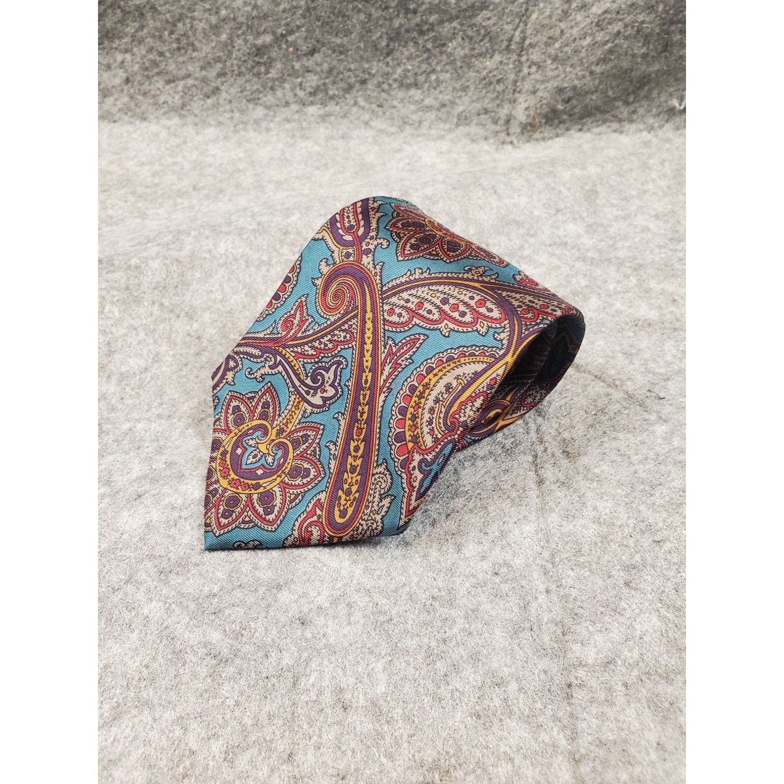 Other Vintage Men's Claybrooke Silk Teal Paisley Necktie Size ONE SIZE - 1 Thumbnail
