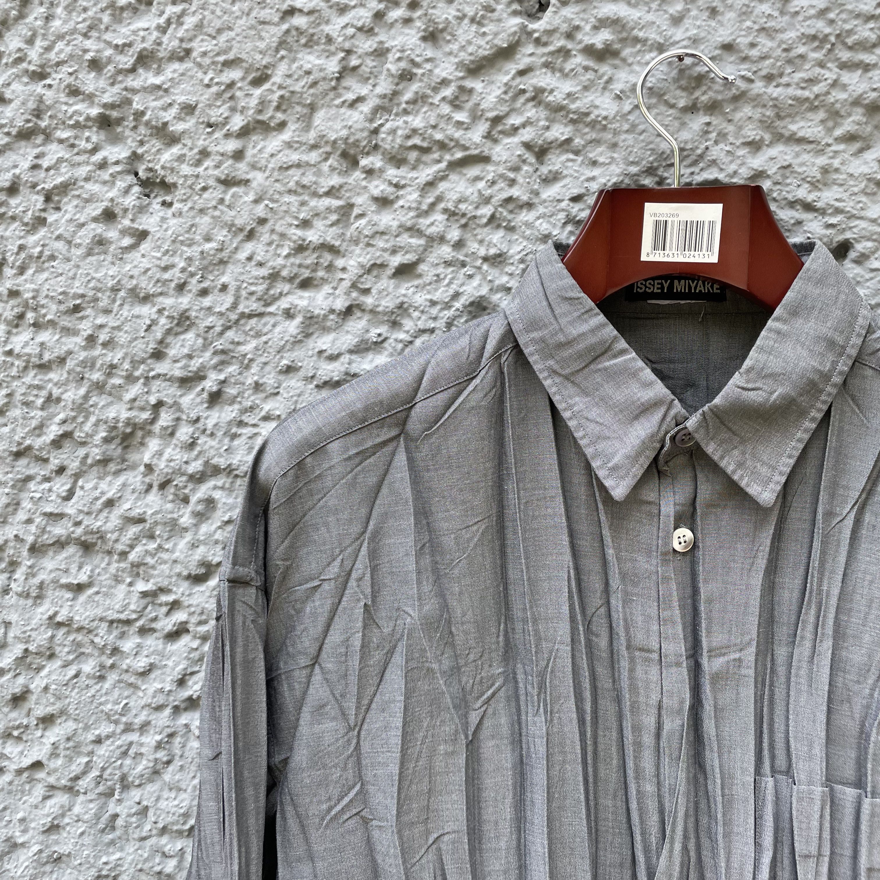 Issey Miyake Issey Miyake Grey Oversized Pleated Shirt Button Up Size US M / EU 48-50 / 2 - 3 Thumbnail