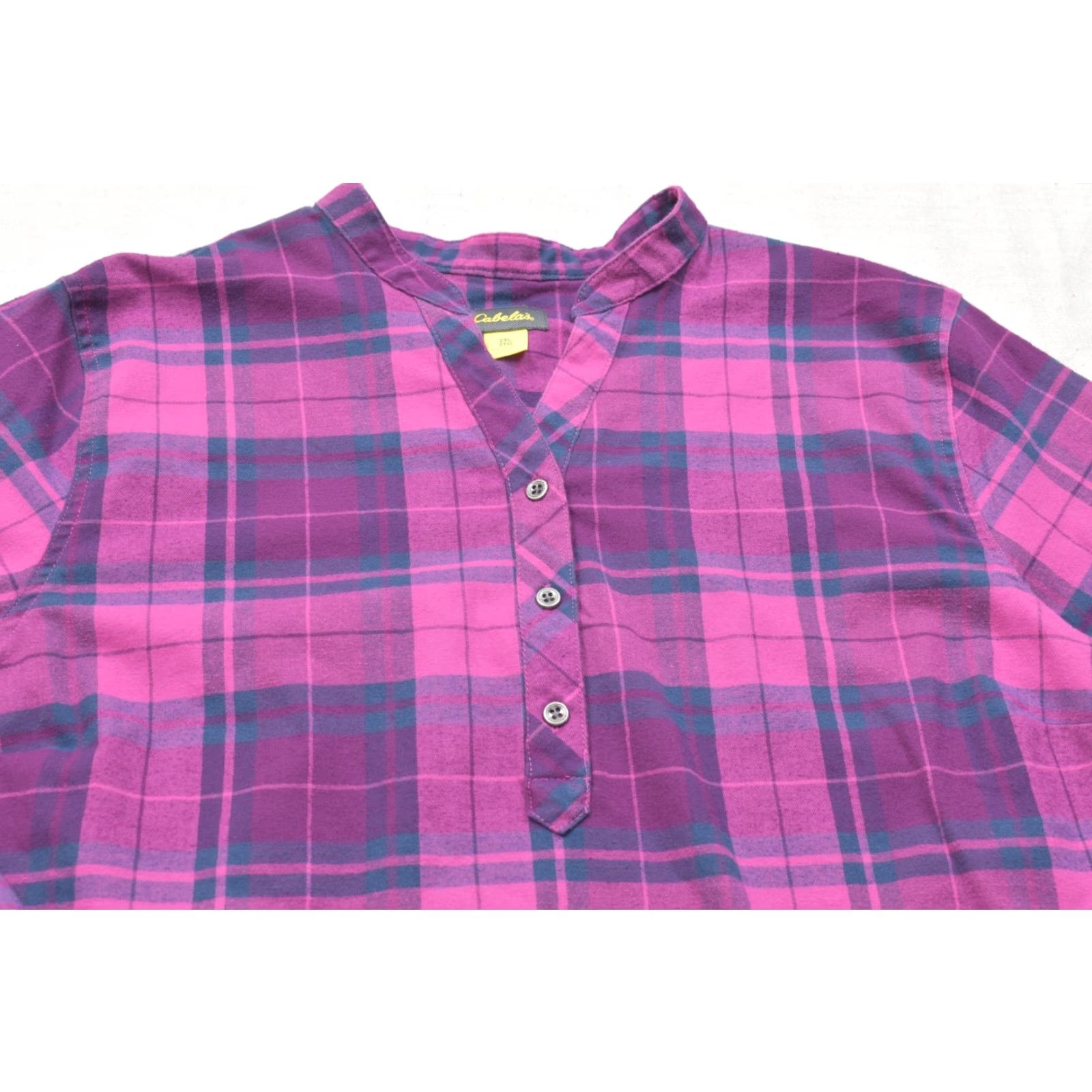 Vintage Cabela's Women's Shirt 2XL Purple Plaid Flannel Henley Tunic Button-Up Pockets Size XXL / US 16-18 / IT 52-54 - 7 Thumbnail
