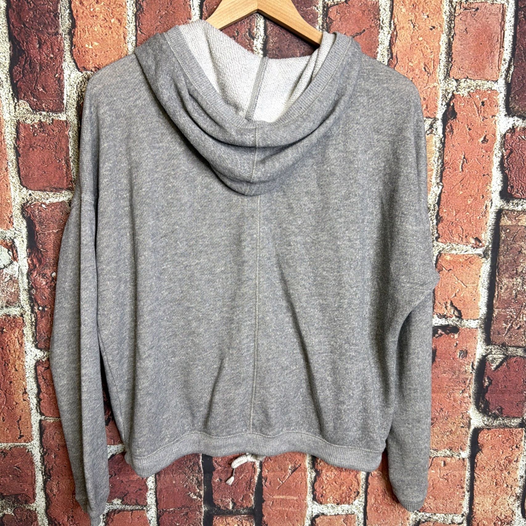 Vintage Aerie Gray Womens Hoodie Medium Cropped Drawstring Pullover 100% Cotton Activewear Size M / US 6-8 / IT 42-44 - 3 Thumbnail