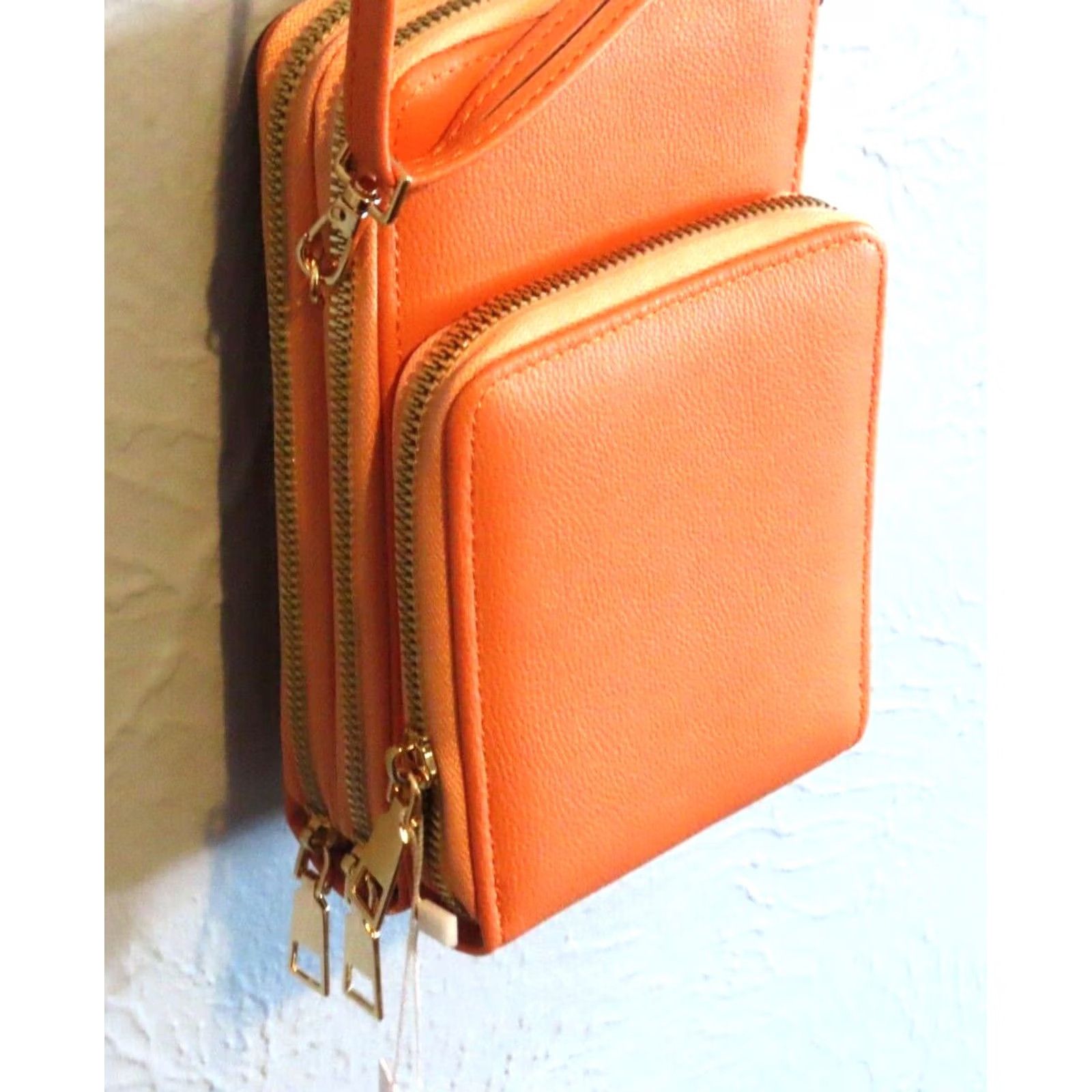 Vintage Malibu Skye Brianna Triple Zipper Crossbody Vegan Peach Light Tan Women Crossbody Bag Size ONE SIZE - 4 Thumbnail