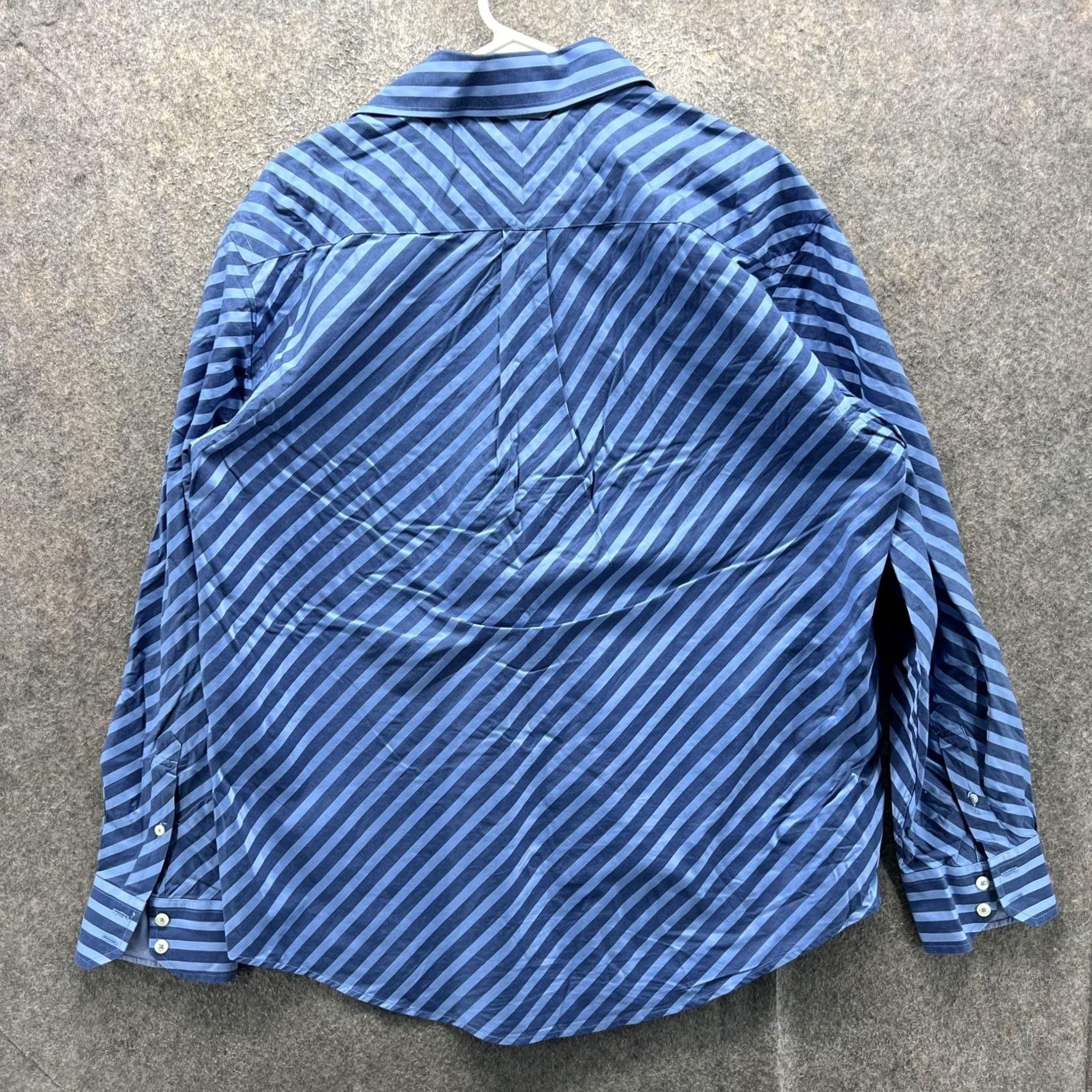 Tommy Hilfiger Tommy Hilfiger Dress Shirt Mens L Blue Stripe Slim Button Front Long Sleeve Shirt Size 42R - 6 Thumbnail