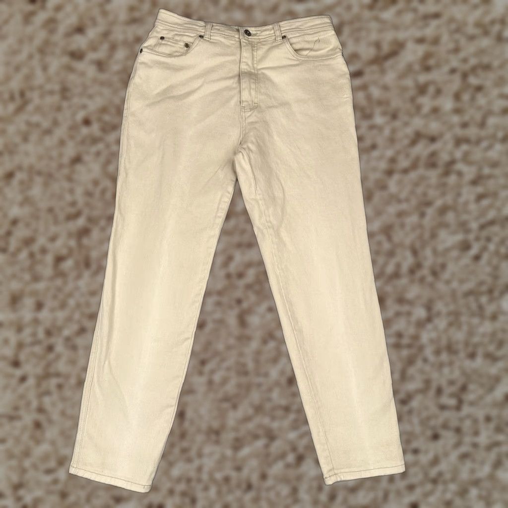 Bill Blass Bill Blass Jeans Women 12 Beige Khaki Stretch Denim High Rise Straight Leg 31x28 Size 34" / US 12 / IT 48 - 1 Thumbnail