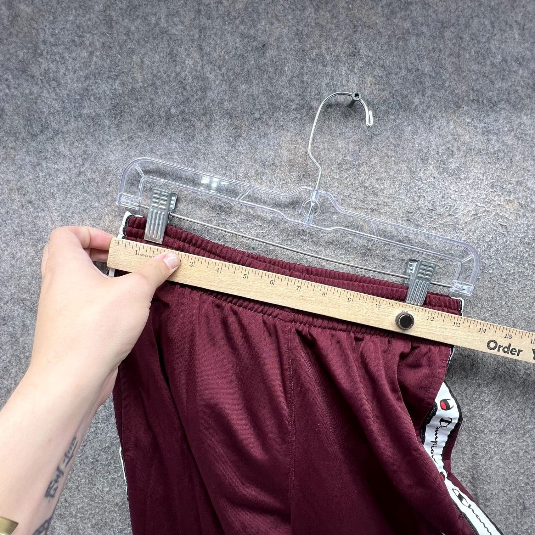 Champion Champion Track Pants Mens Small Red Knit Side Logo Tape Elastic Waist Cuffed Size US 29 - 3 Thumbnail