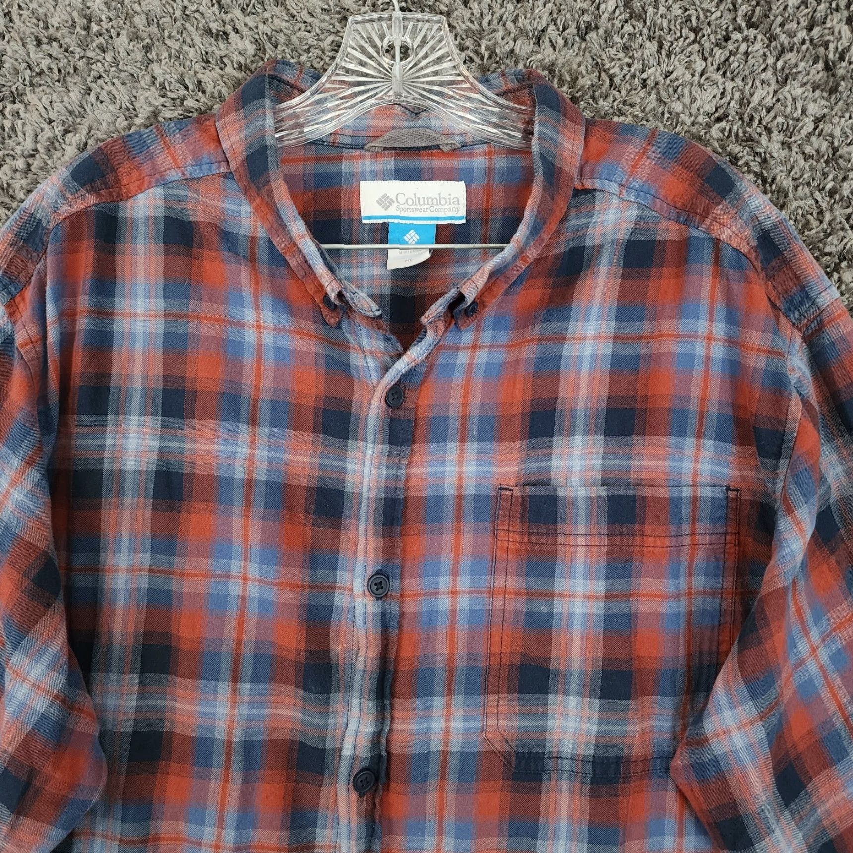 Vintage Columbia Plaid Flannel Button-Up Shirt XL Red Mens Long Sleeve Size US XL / EU 56 / 4 - 3 Thumbnail