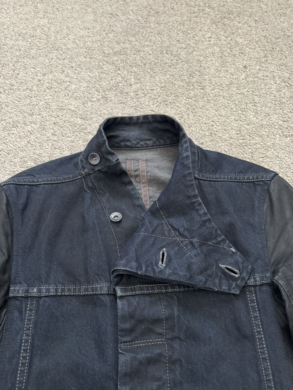 Rick Owens Drkshdw 2010s Rick Owens DRKSHDW Leather Sleeves Slave Denim Jacket Size US S / EU 44-46 / 1 - 2 Thumbnail