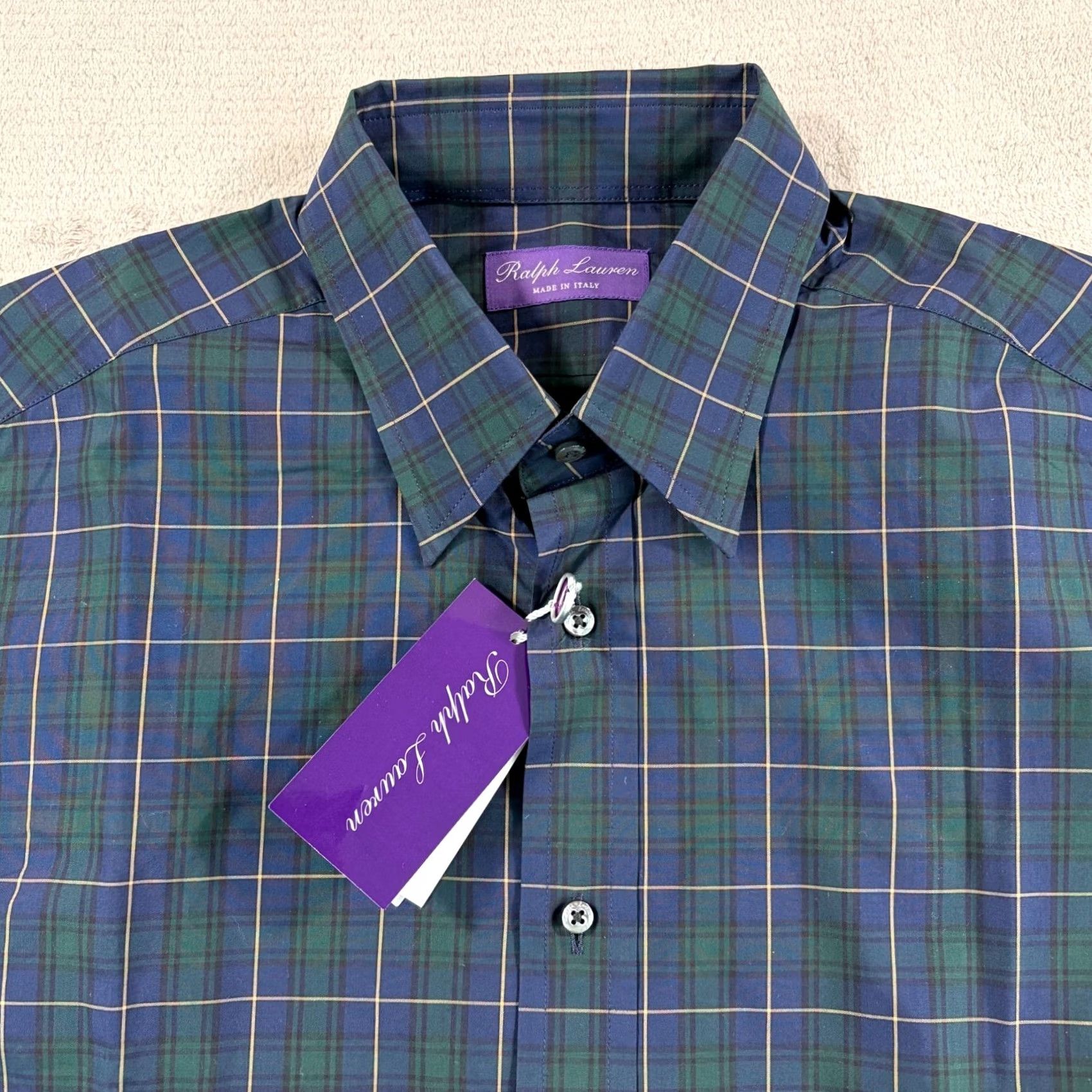 Ralph Lauren Purple Label Ralph Lauren Purple Label Poplin Shirt Blackwatch Navy Plaid Men M NWT Button-Up Collared Long Sleeve, Cotton, Regular Fit, Made in Italy, 495 MSRP Size US M / EU 48-50 / 2 - 5 Thumbnail