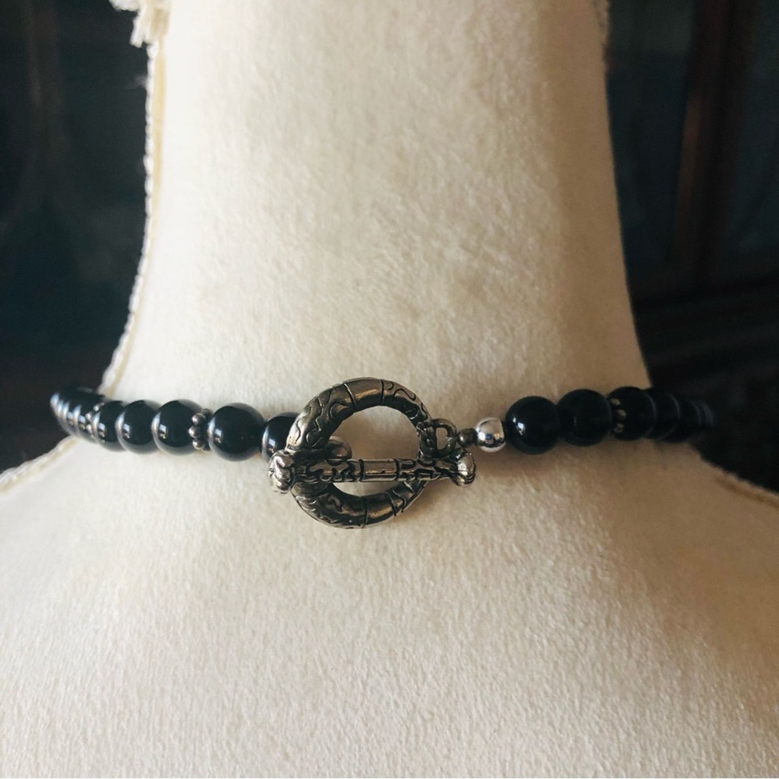 Vintage Vintage 80s-90s handmade black chalcedony beaded necklace Size ONE SIZE - 7 Thumbnail