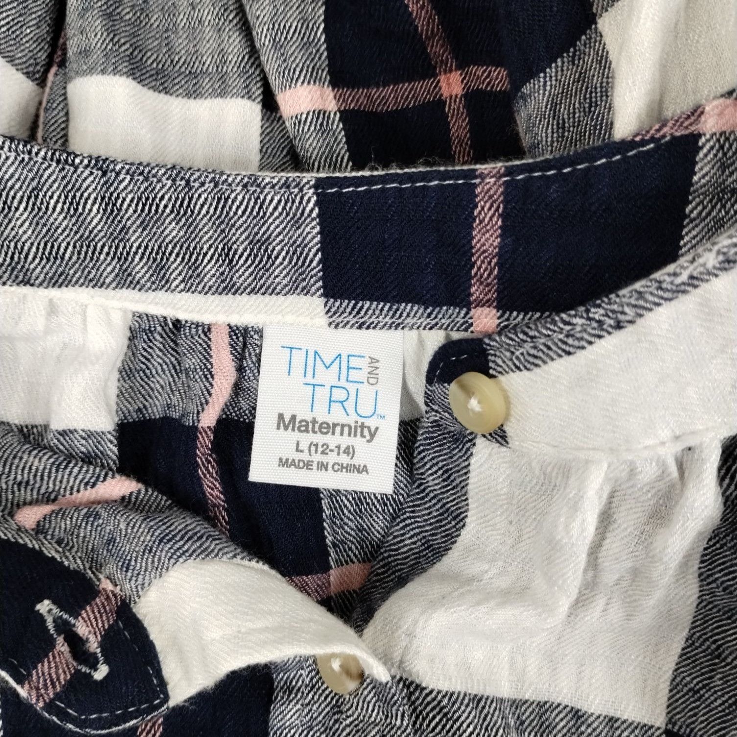 Other Time and Tru Maternity Womens Large Woven Button Up Top Blue Size L / US 10 / IT 46 - 7 Thumbnail