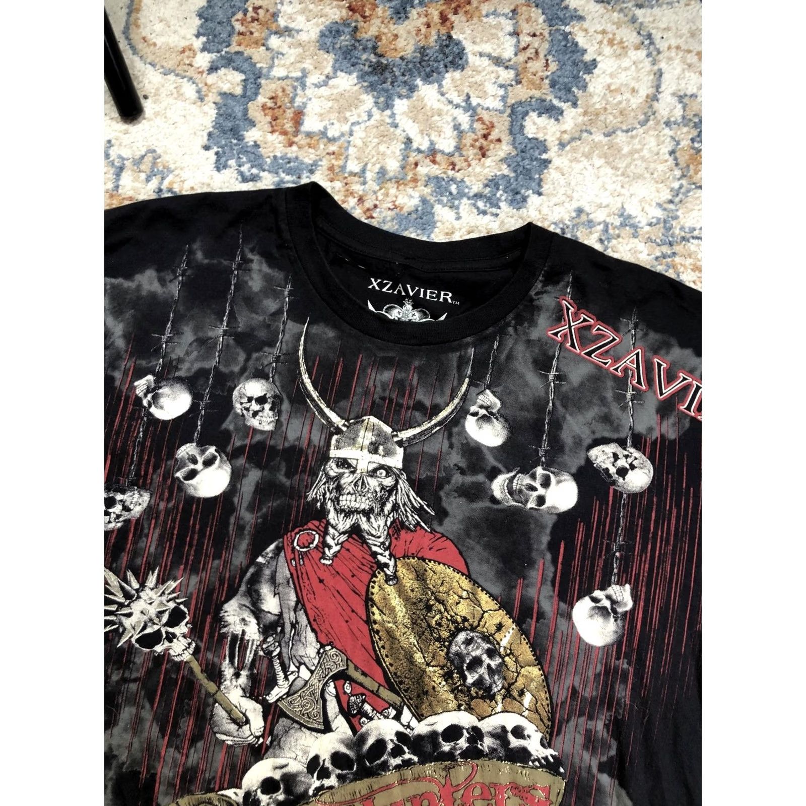 Vintage Xzavier Head Hunters Shirt Mens XL Black Skull Biker Fantasy Graphic Tee Short Sleeve Crew Neck Cotton Size US XL / EU 56 / 4 - 6 Thumbnail