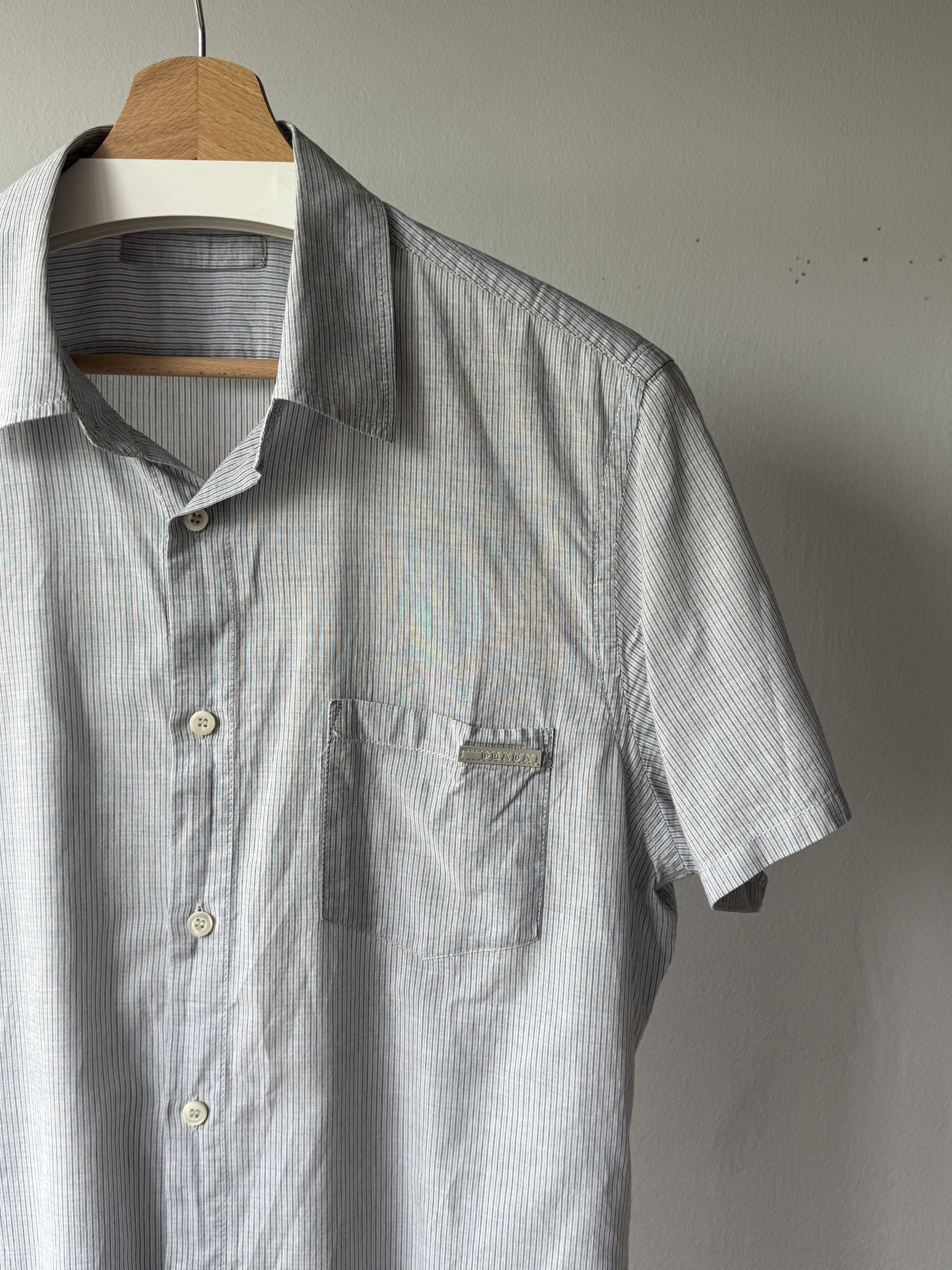 Prada Prada Casual Striped Cotton Short Sleeve Tab Pocket Shirt Size US M / EU 48-50 / 2 - 6 Thumbnail