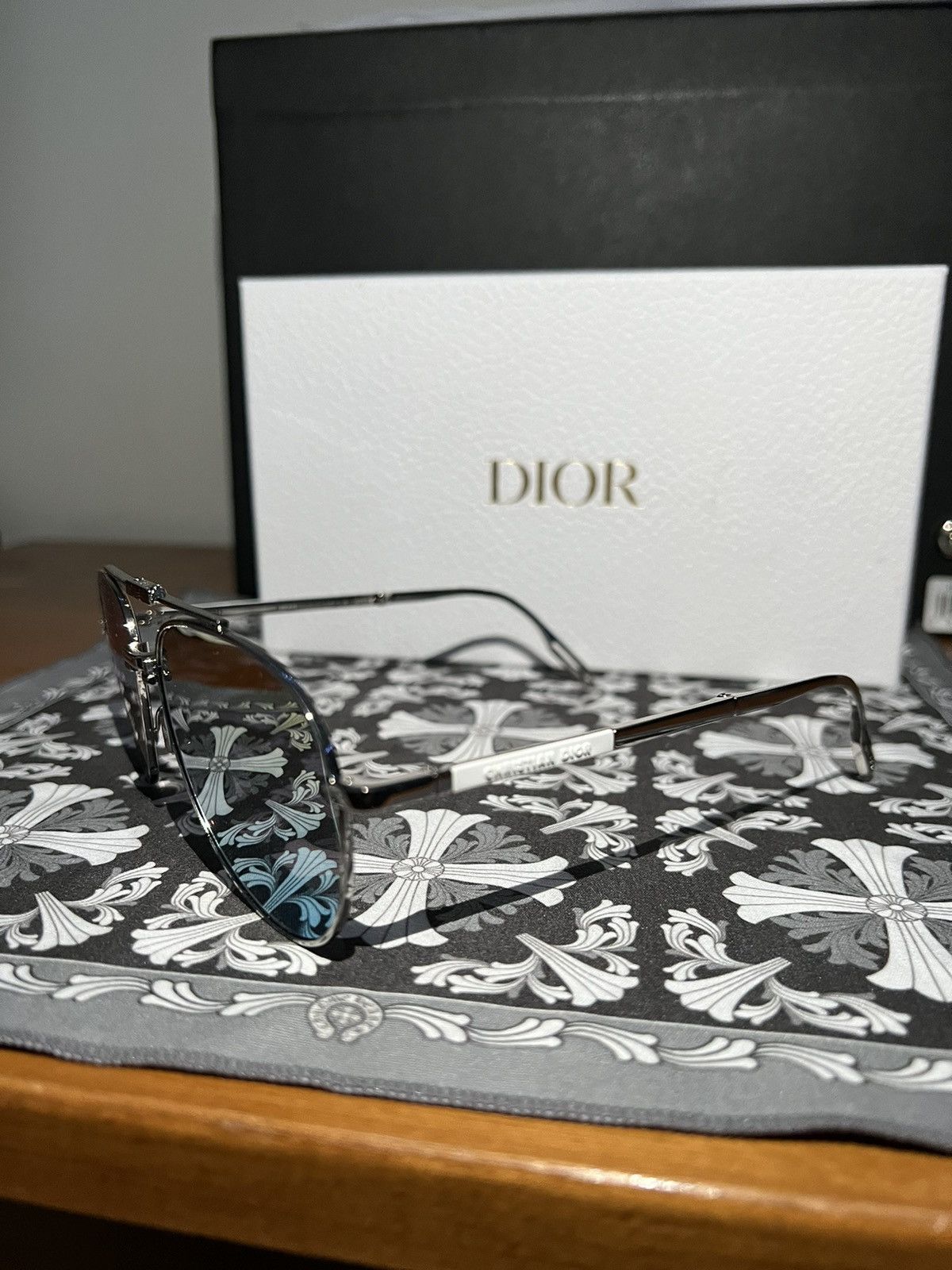 image of Dior 90 A1U Foldable Sunglasses in Silver, Men's
