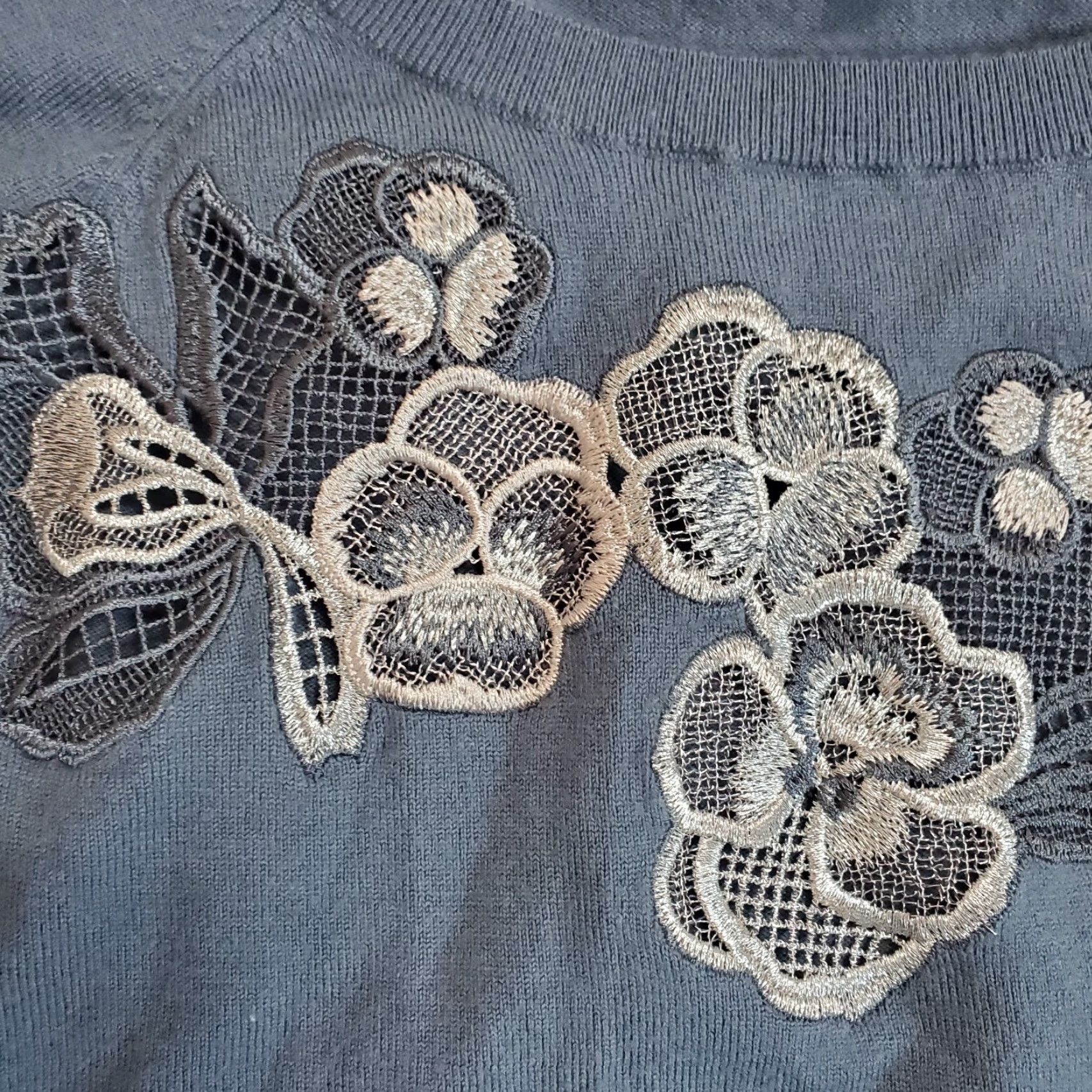 Reiss Reiss Sweater Women S Blue Amelia Embroidered Floral Wool Blend Pullover Jumper Size S / US 4 / IT 40 - 3 Thumbnail