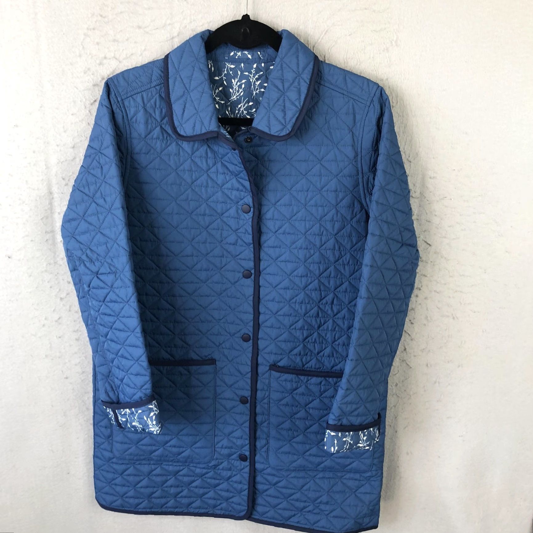 Lands' End VINTAGE Lands' End Jacket Womens S Blue Reversible Quilted Barn Coat Snap Pockets Size S / US 4 / IT 40 - 2 Thumbnail