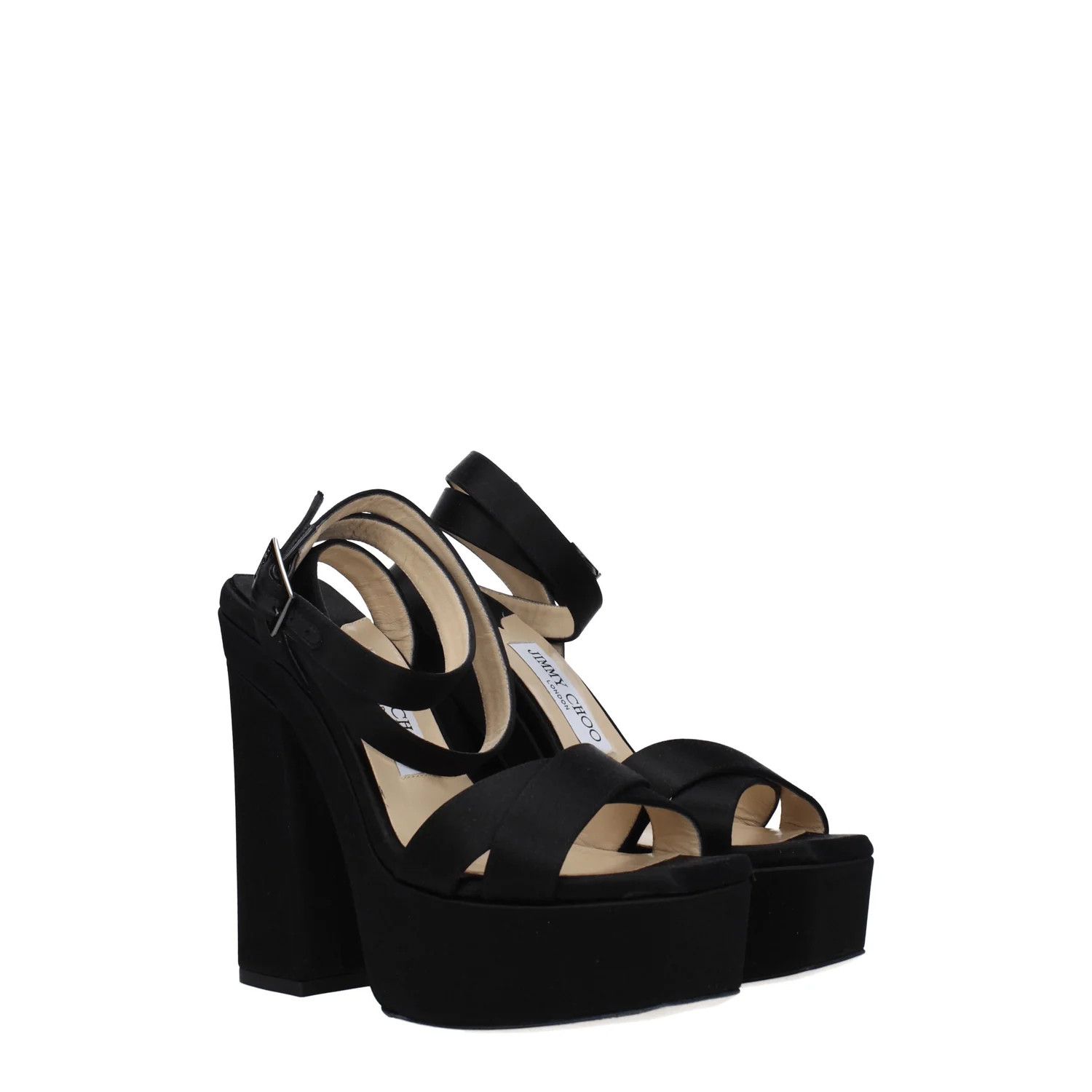 Jimmy Choo ob1o1e1124 Satin Sandals in Black Size US 8.5 / IT 38.5 - 2 Thumbnail
