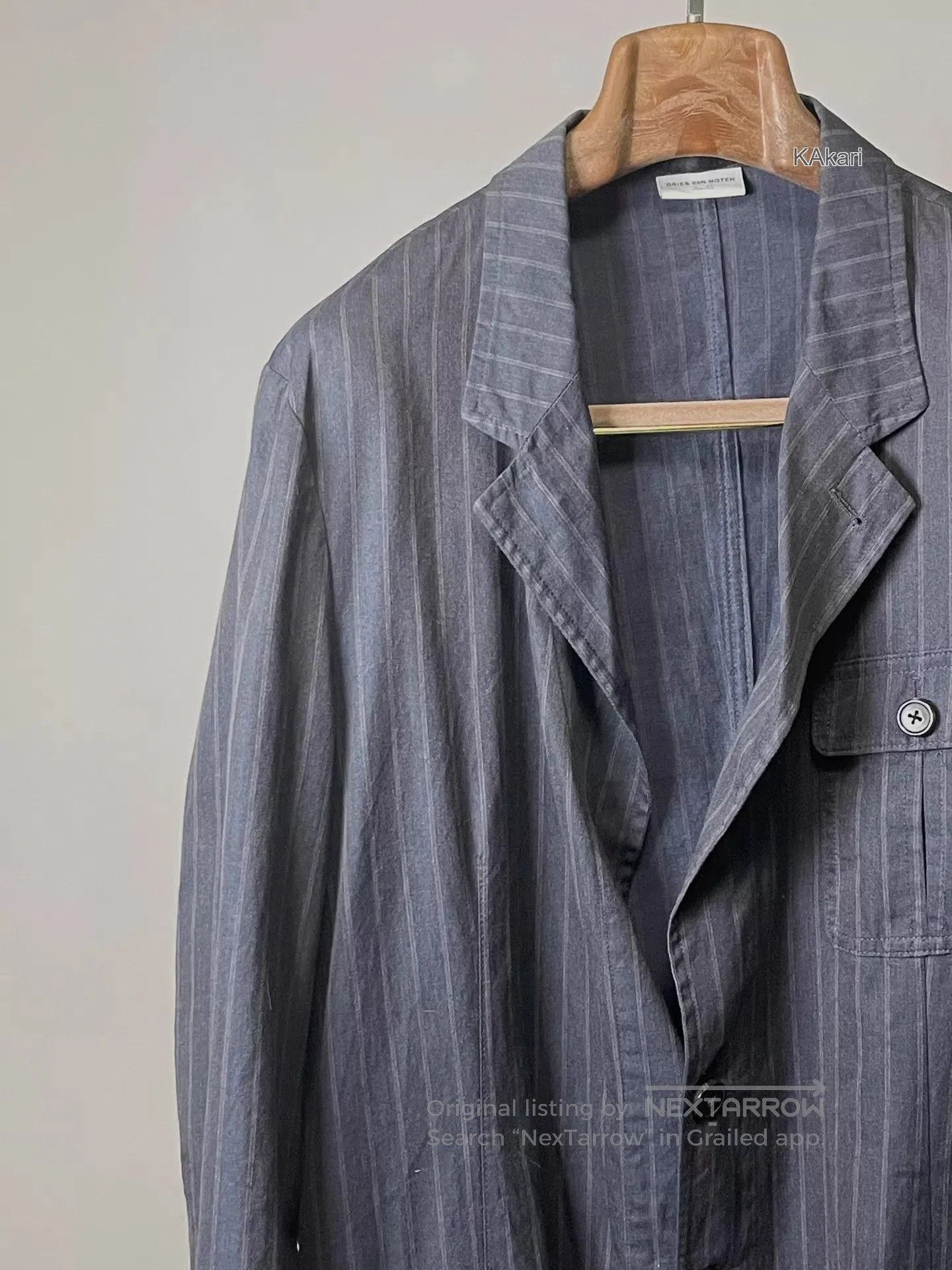 Dries Van Noten Blue Striped Lightweight Button. Size US S / EU 44-46 / 1 - 3 Thumbnail
