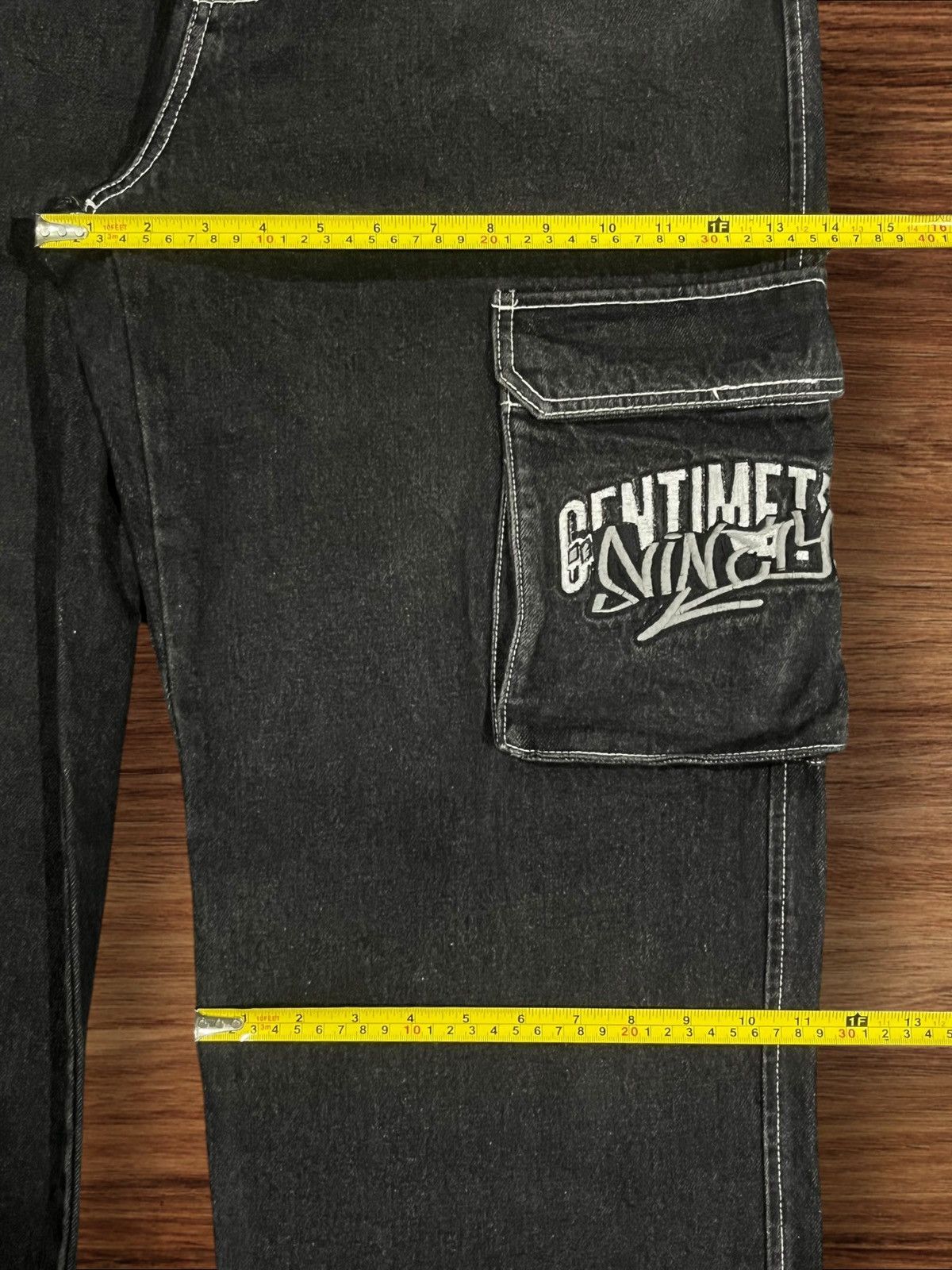 Hypebeast ⚡️High Waist⚡️Y2K Hip Hop Style Embroidered Slogan Baggy Jeans Size US 32 / EU 48 - 19 Thumbnail