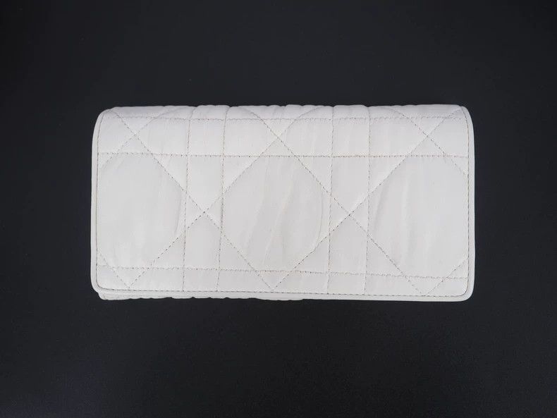 Dior DiorBeige and white rattan checkered long folding wallet 25 Size ONE SIZE - 1 Thumbnail