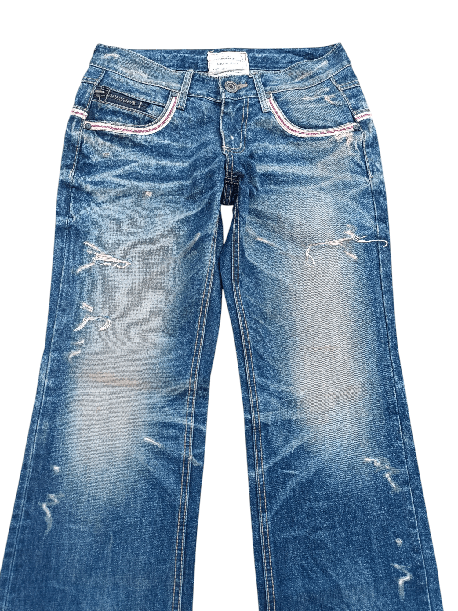 Designer FLARED💥 LOLITA JEANS DISTRESSED WHISKERS DENIM Size US 32 / EU 48 - 7 Thumbnail