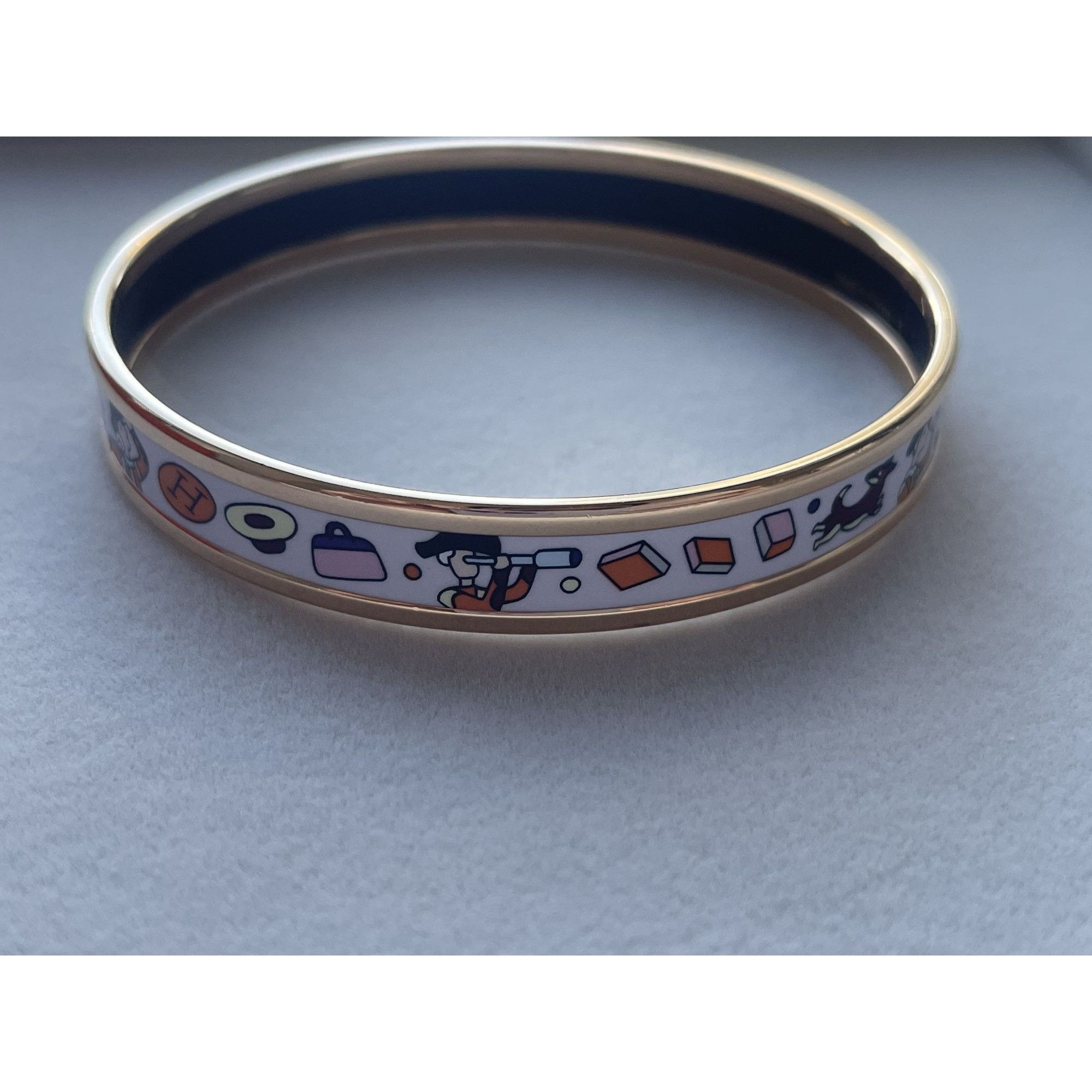 Hermes Hermès Paris Enamel & Rose Gold Plated Bangle Bracelet Made Size ONE SIZE - 3 Thumbnail