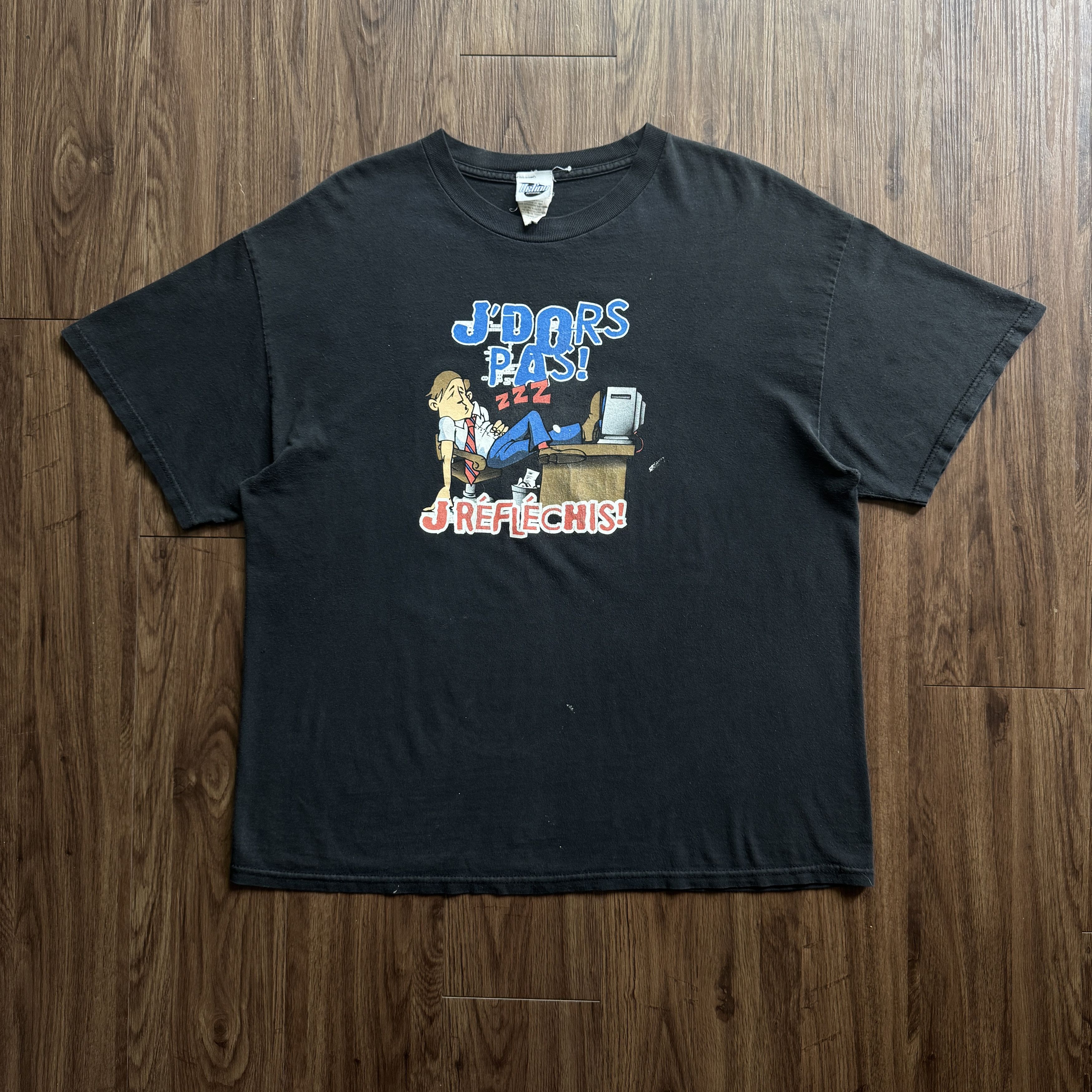 Vintage J’Dors Pas! J’Réfléchis! French Cartoon Size US XL / EU 56 / 4 - 1 Thumbnail