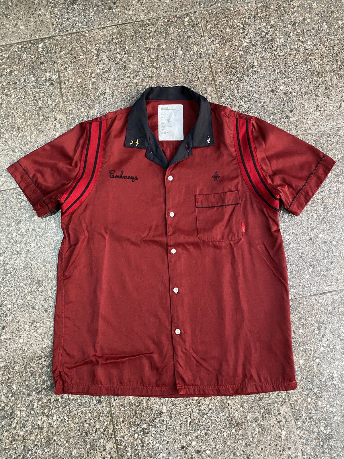 image of Wtaps Work Raco Twill Shirt S/s 2010 in Maroon, Men's (Size Medium)