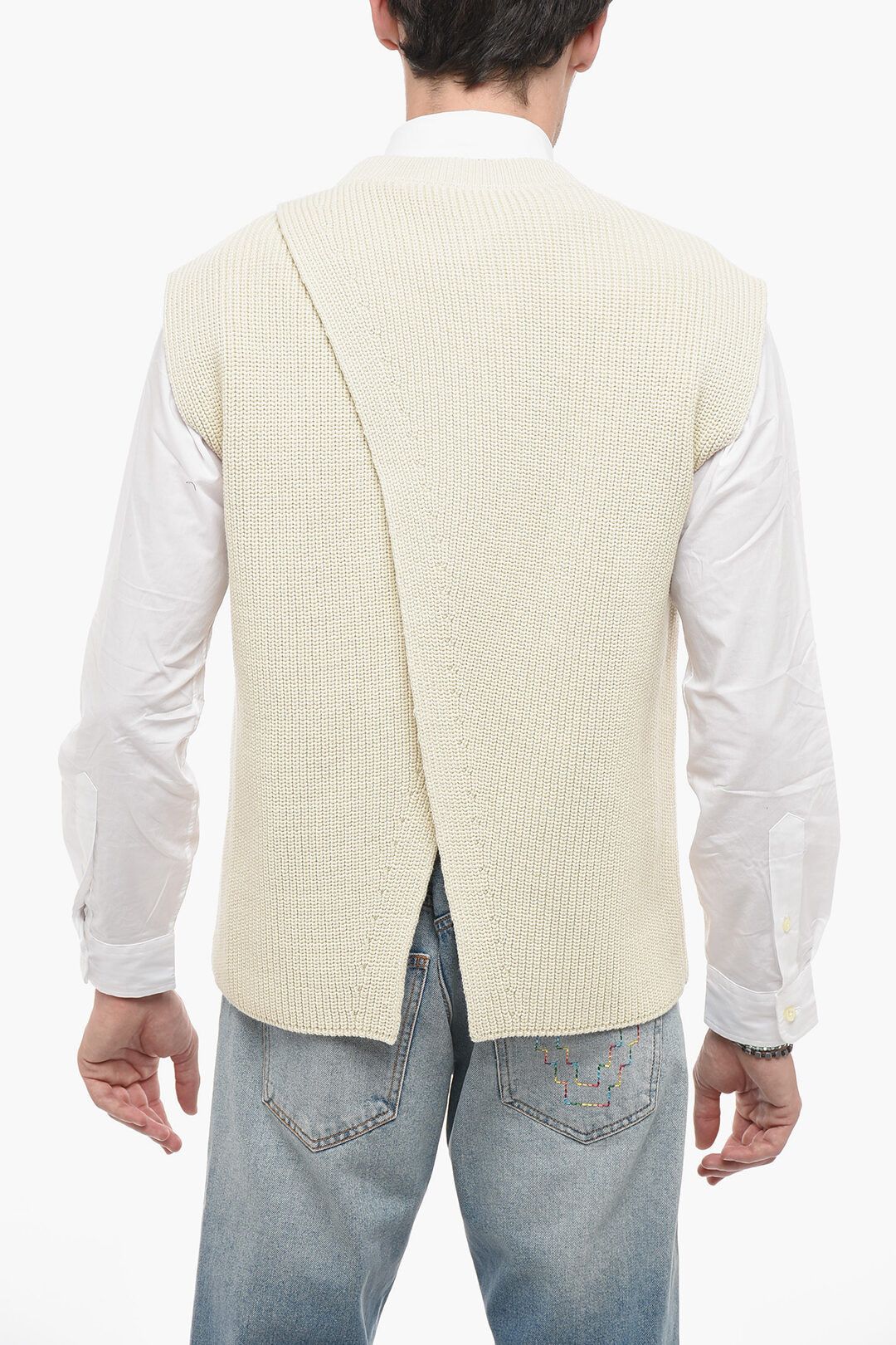 Jil Sander og1mm0625 Knitted Vest in Beige Size US M / EU 48-50 / 2 - 2 Thumbnail