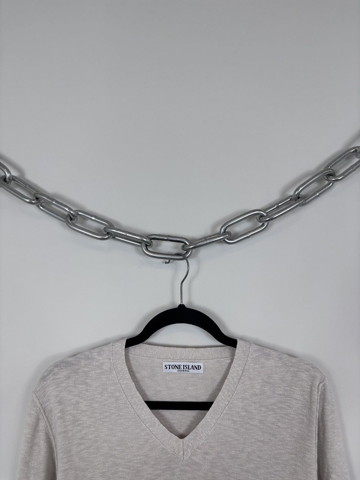 Stone Island Vintage Stone Island Men’s Beige Knit V-Neck Sweater Size US M / EU 48-50 / 2 - 3 Thumbnail