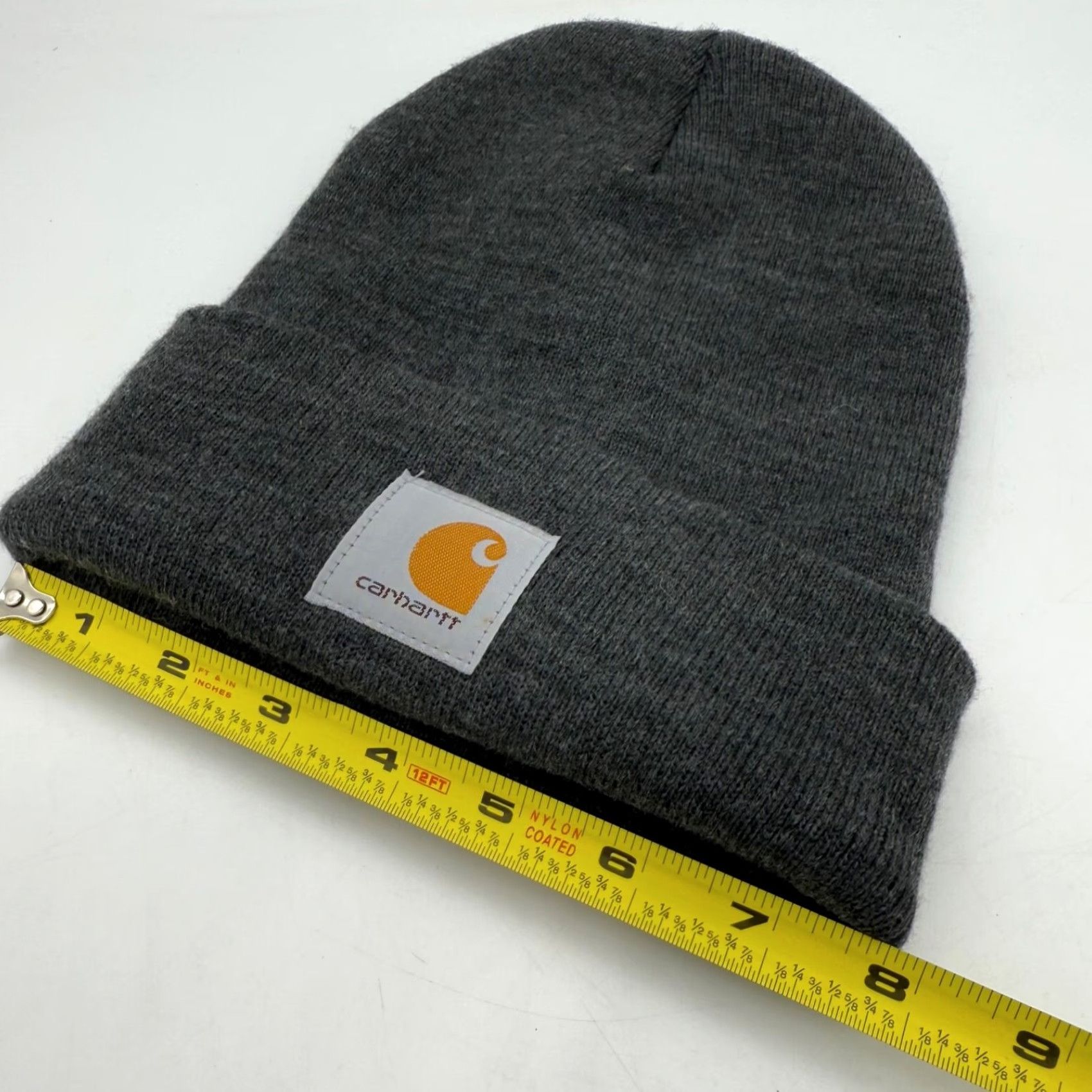Carhartt Carhartt Mens Beanie Hat One Size Knit Gray Fold Over Logo Acrylic Winter Cap Size ONE SIZE - 2 Thumbnail