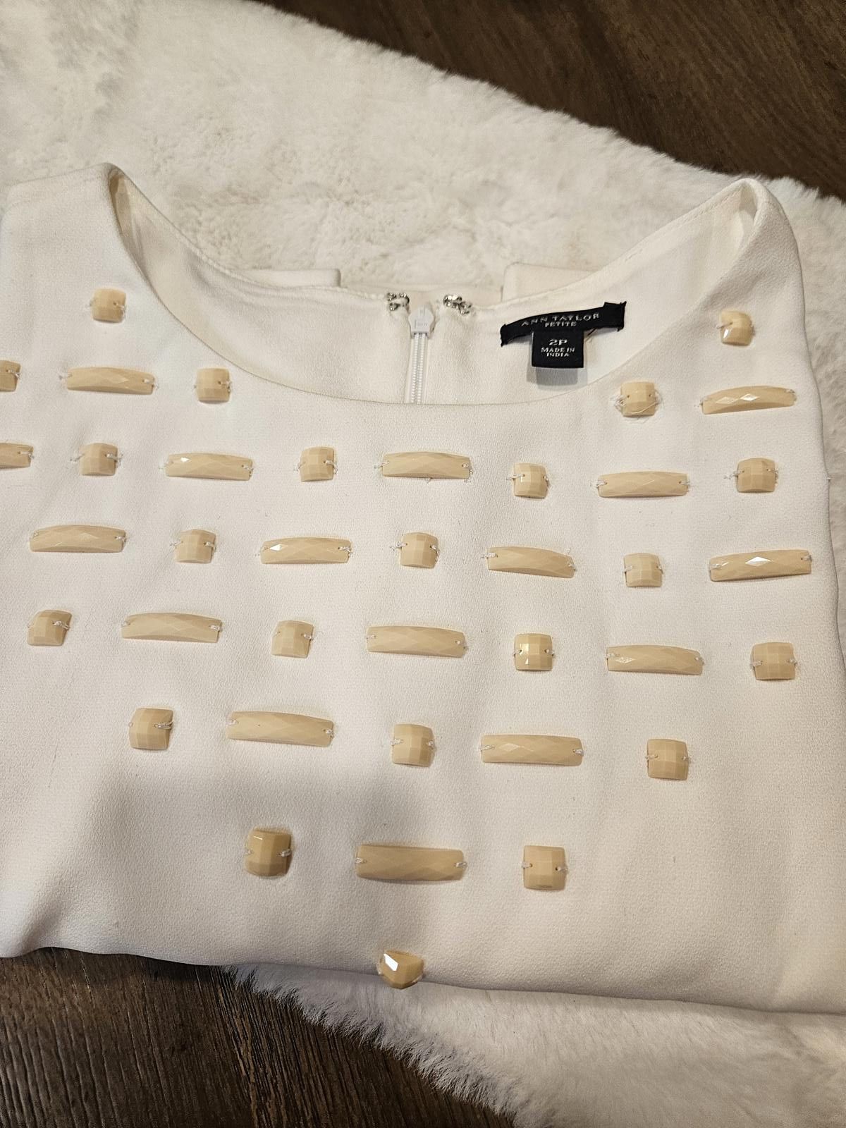Ann Taylor Ann Taylor Elegant Cream Dress with Detail Size XS / US 0-2 / IT 36-38 - 4 Thumbnail