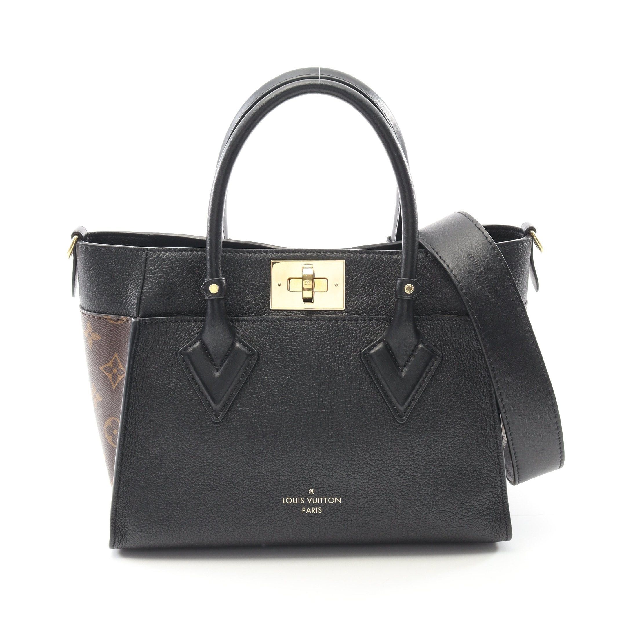 Louis Vuitton Louis Vuitton On My Side Pm Monogram Noir Handbag Leather Black Brown Size ONE SIZE - 1 Thumbnail