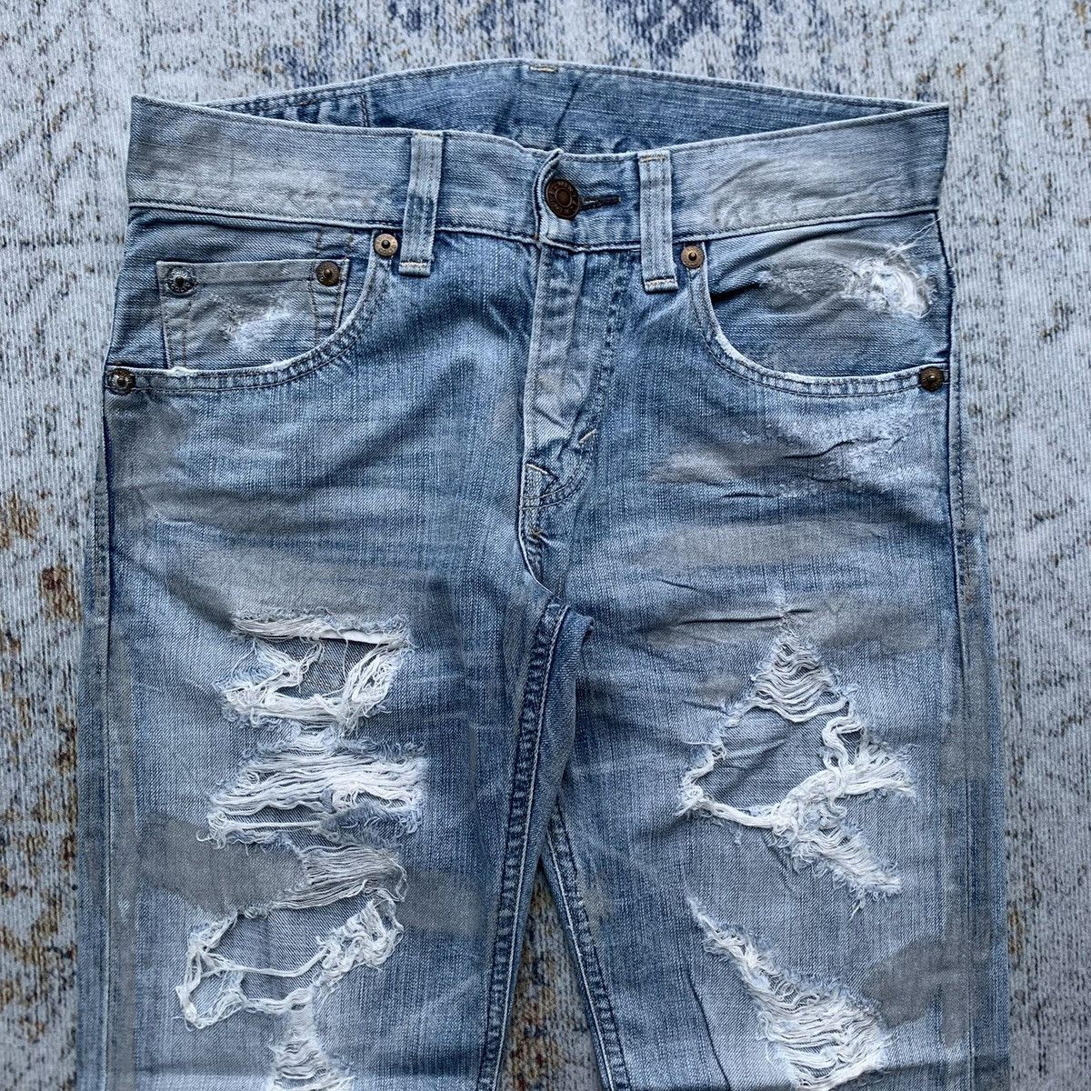 Japanese Brand × Vintage Rare Japanese Brand Edwin Blue Wash Distressed Flared Jeans Size US 30 / EU 46 - 2 Thumbnail