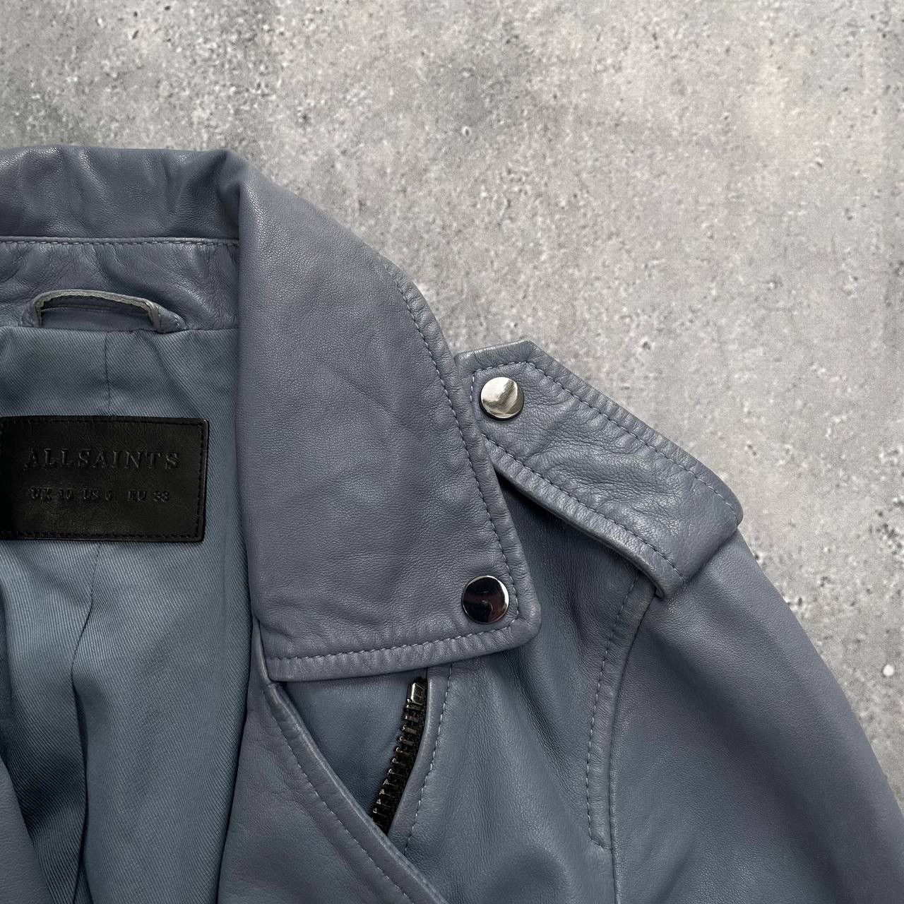 Allsaints Allsaints Fern Biker Leather Jacket Women’s Blue Size EU 38 Size M / US 6-8 / IT 42-44 - 5 Thumbnail