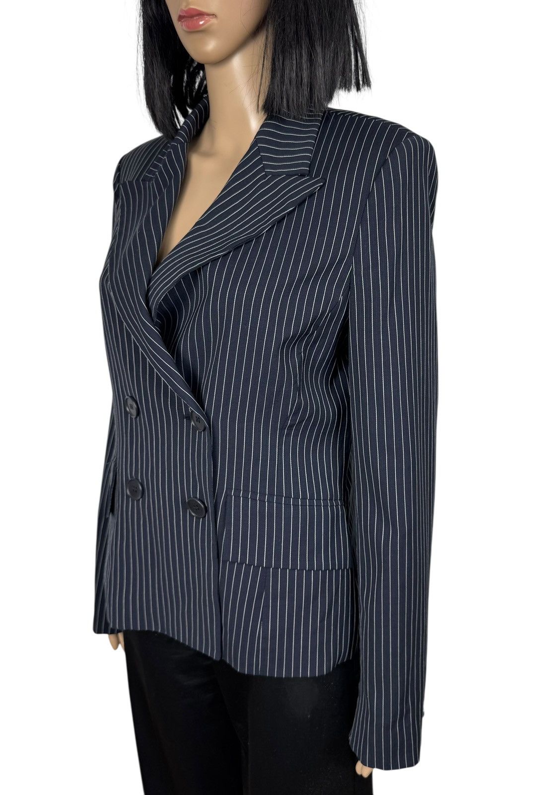 Marella Marella Virgin Wool Striped Blazer Double-Breasted size US10 Size L / US 10 / IT 46 - 4 Thumbnail