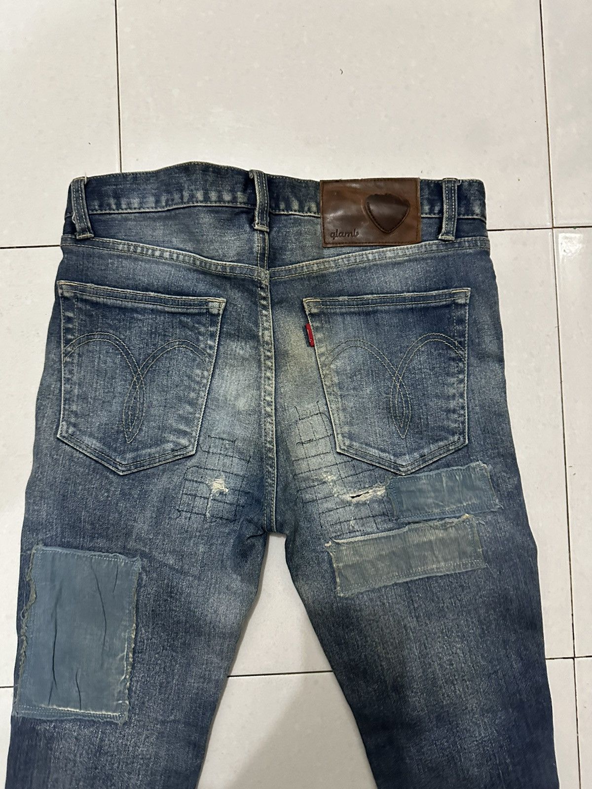 Vintage VTG 🇯🇵 GLAMP Skinny Patchwork Distress Denim Size 1 Size US 30 / EU 46 - 9 Thumbnail
